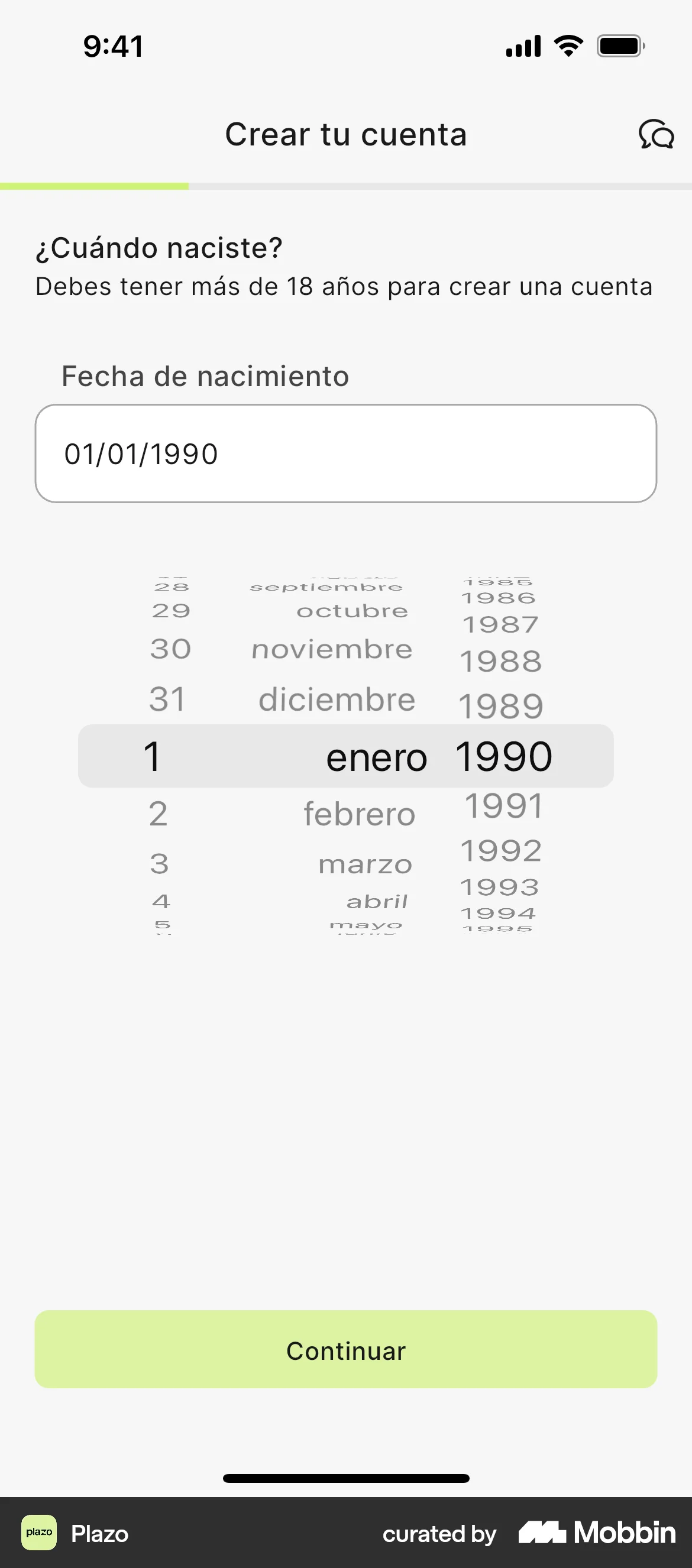 Plazo Onboarding screen
