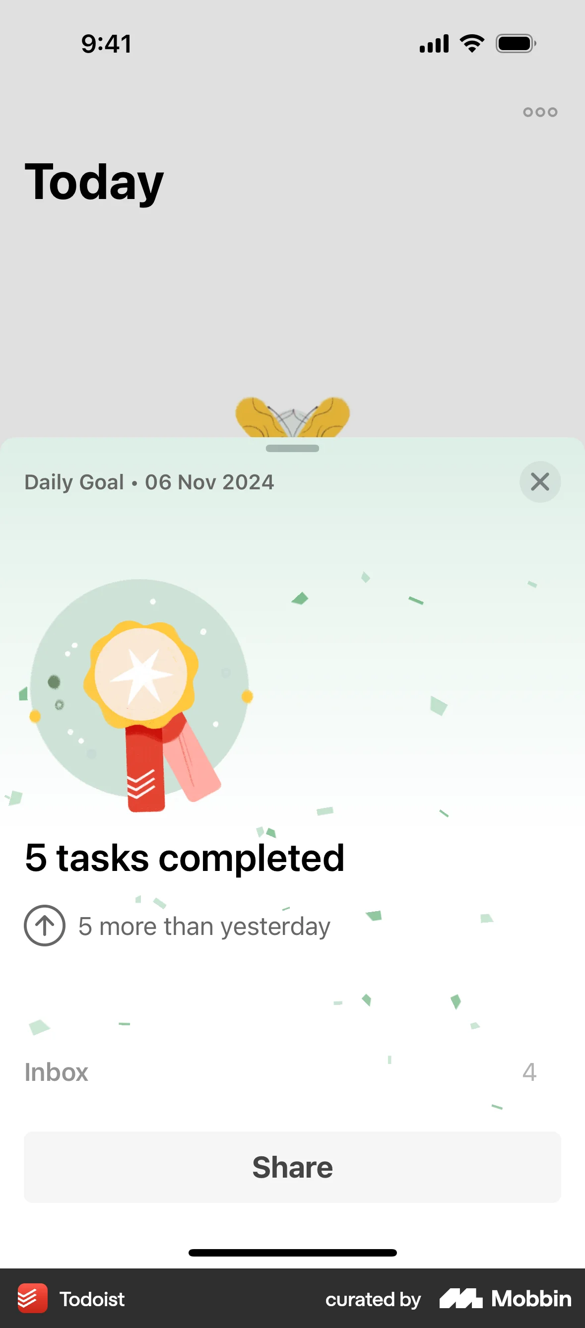 Todoist iOS Confetti screen