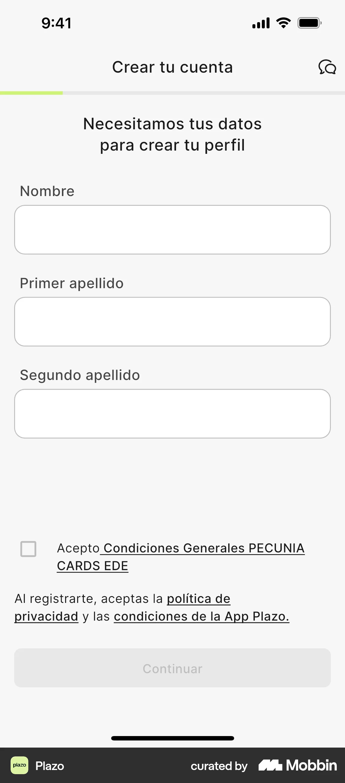 Plazo Onboarding screen