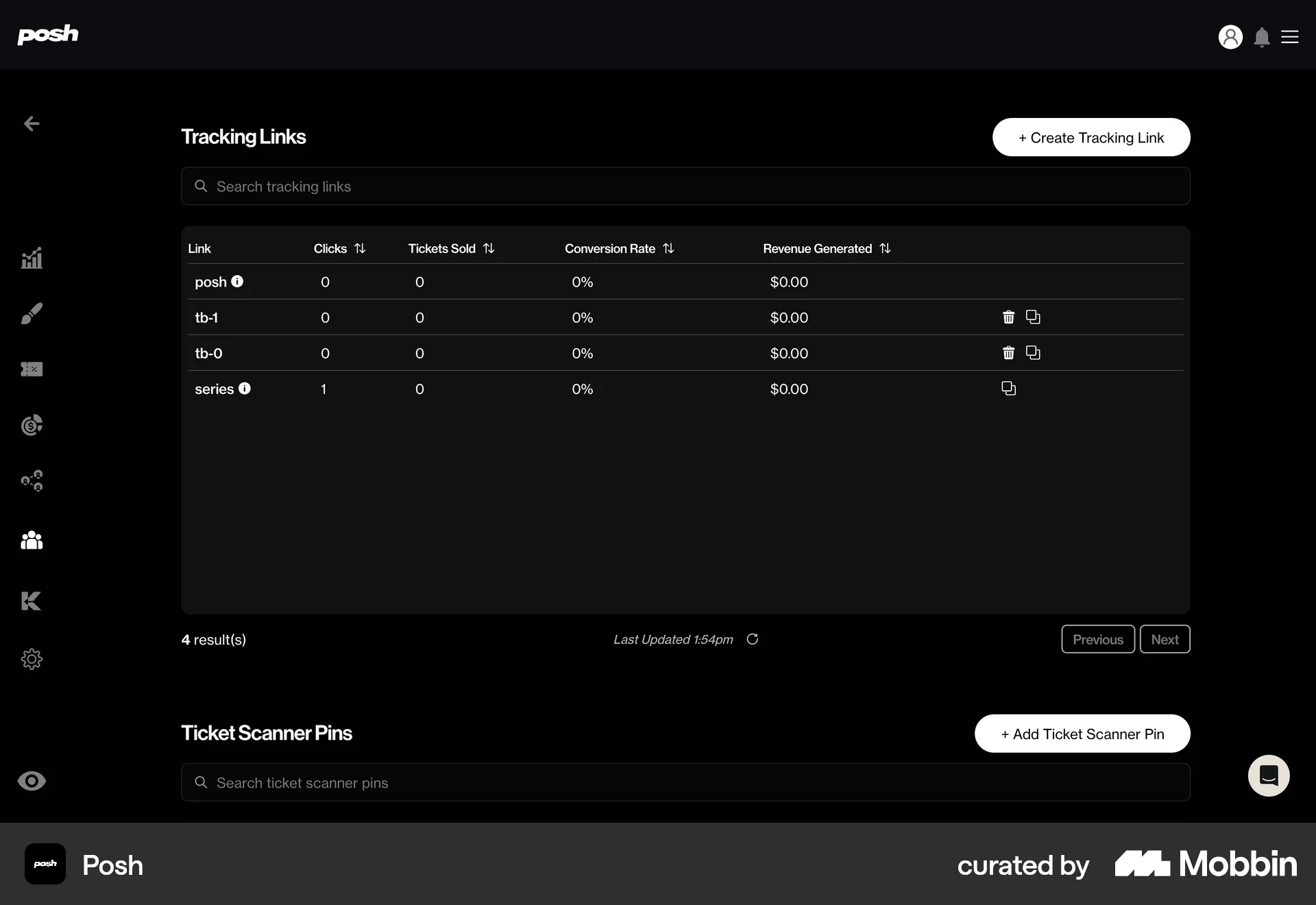 Posh Web Admin Dashboard screen