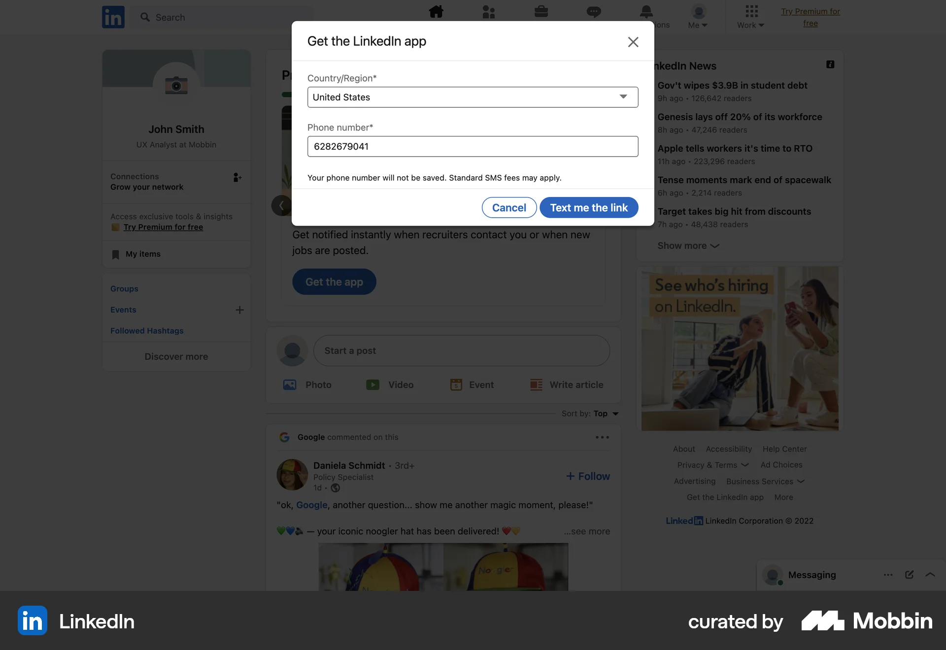 LinkedIn Web Jobs & Recruitment App screen