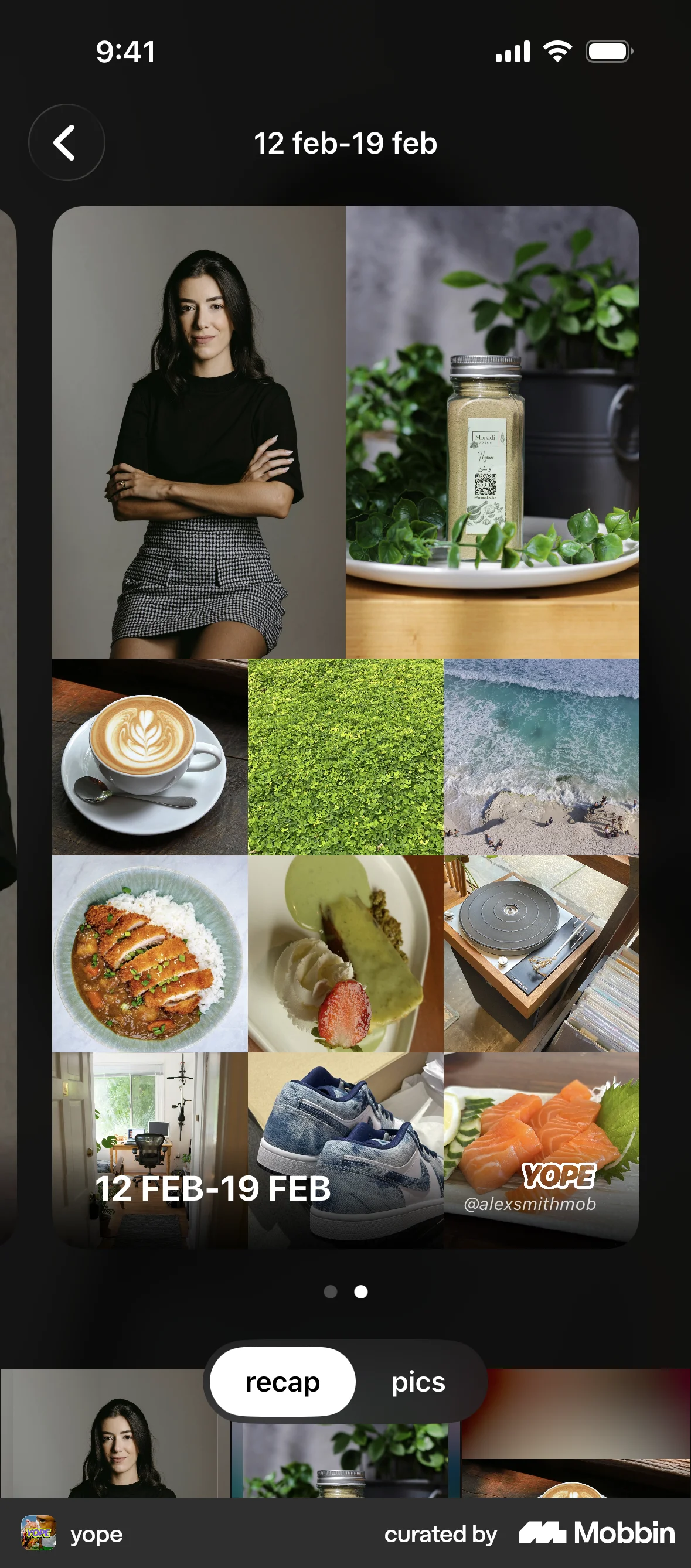 yope iOS screen containing Carousel UI element