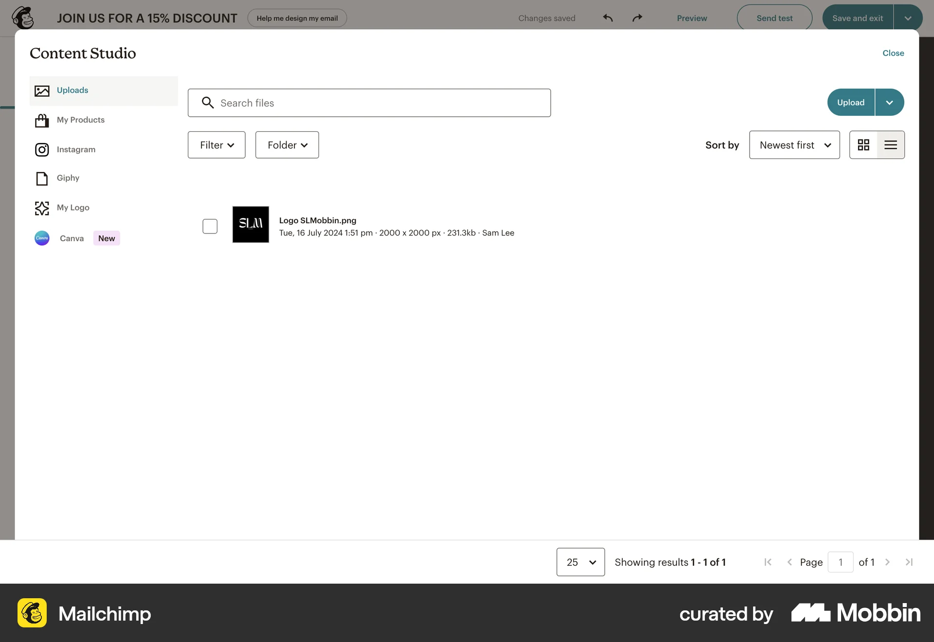 Mailchimp Web screen containing Pagination UI element