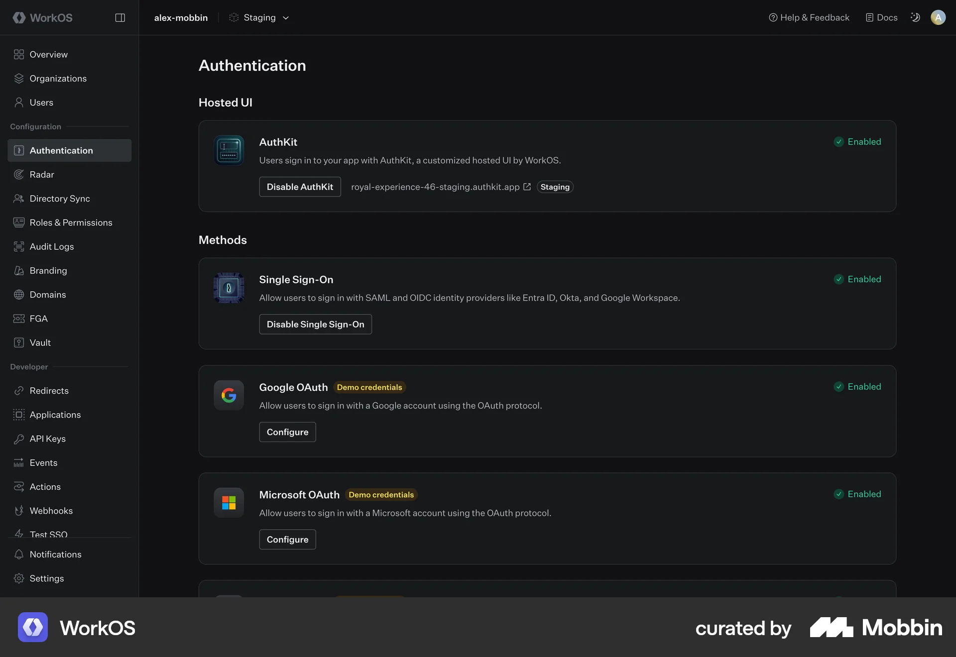 WorkOS Web Dark Mode screen