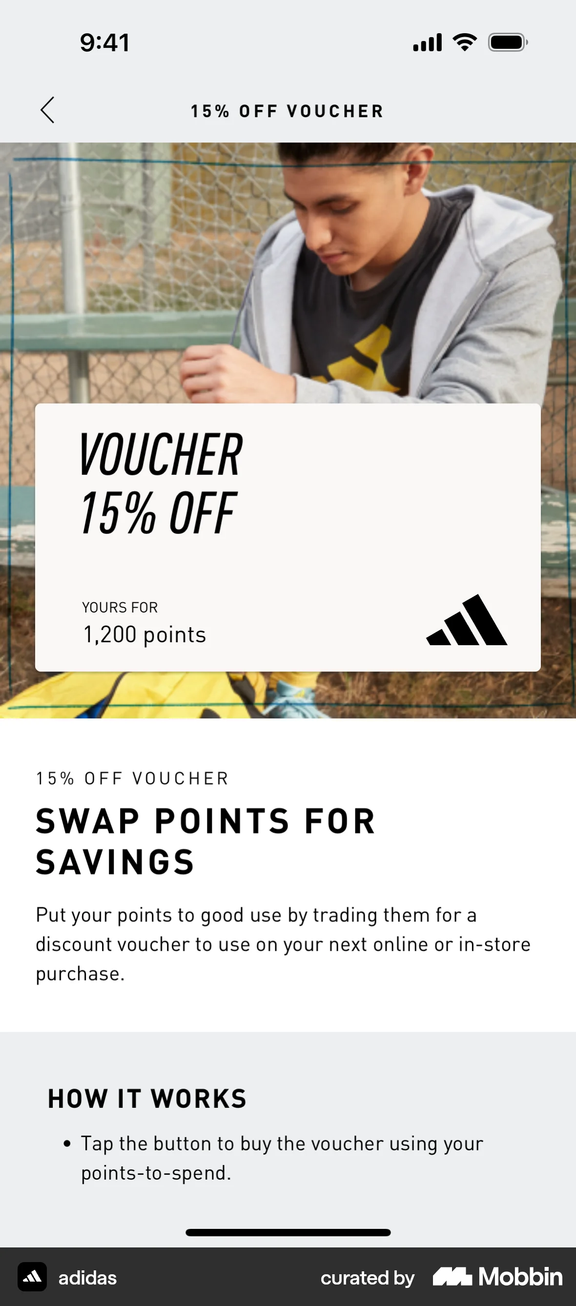 adidas iOS Promotions & Rewards screen