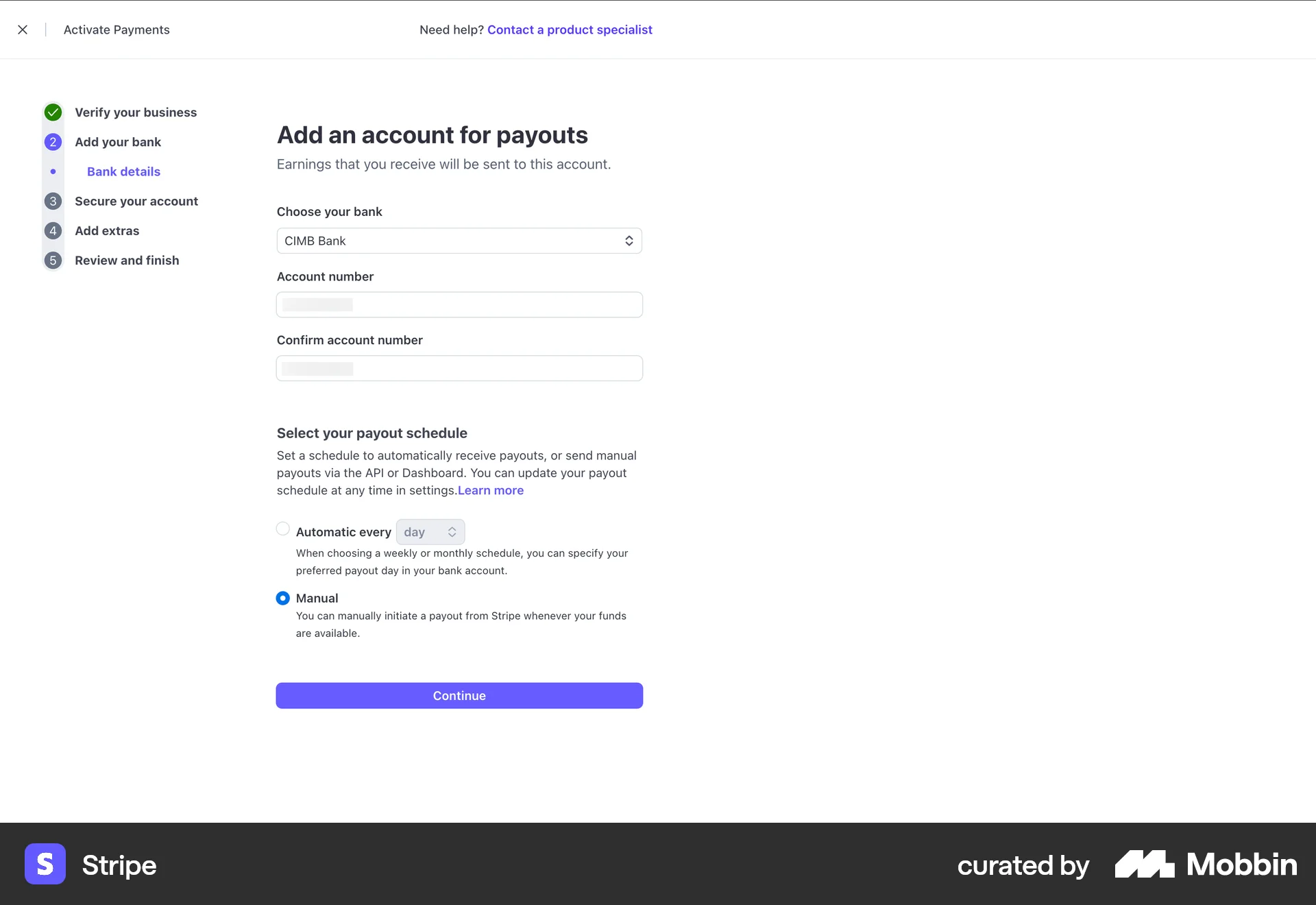 Stripe Web Progress screen