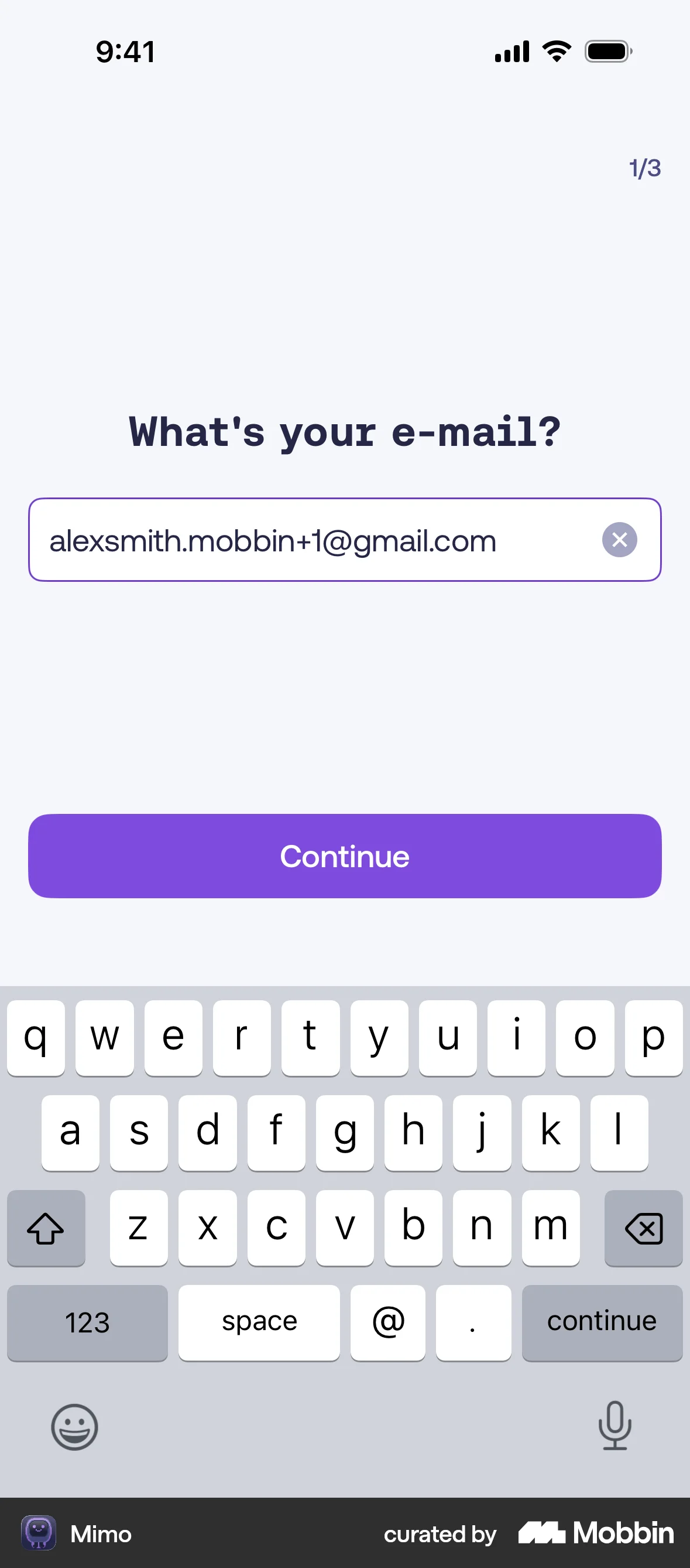 Mimo iOS Signup screen