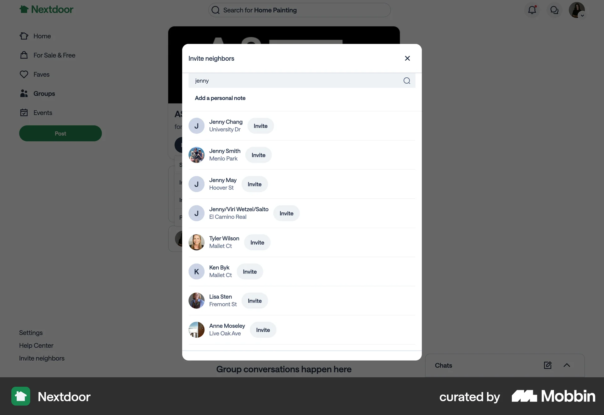 Nextdoor Web Search screen