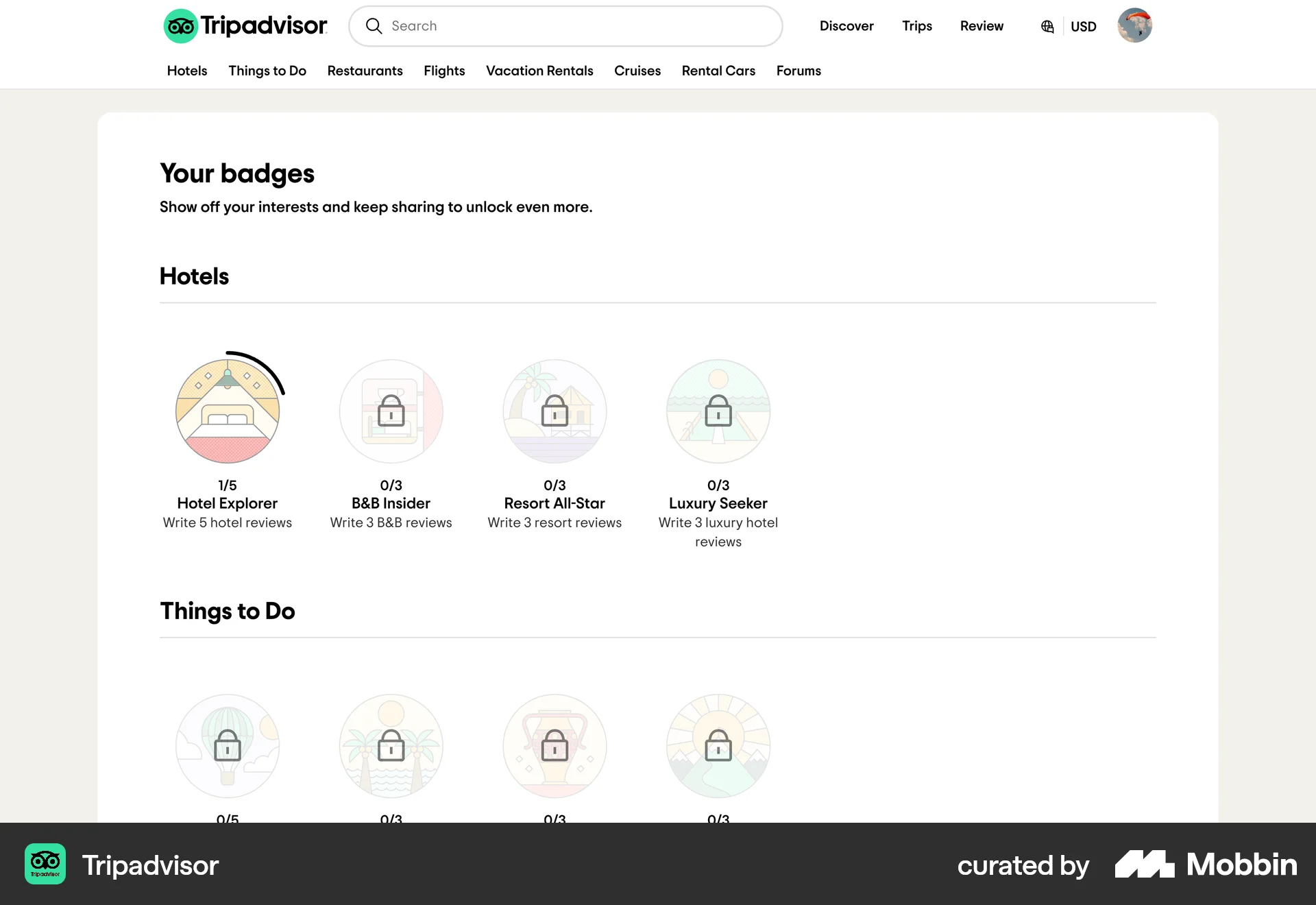 Tripadvisor Web Progress screen