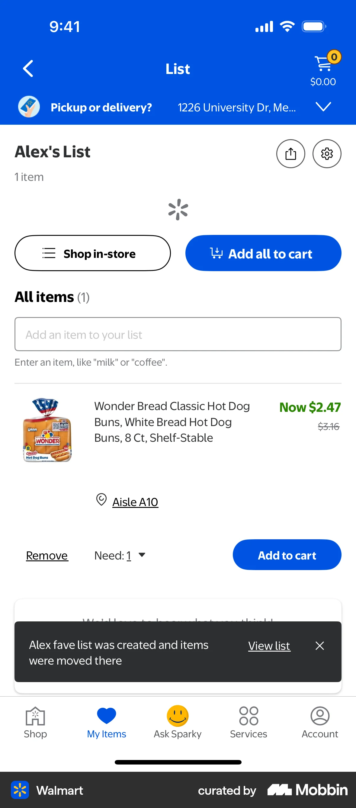 Walmart iOS Loading screen