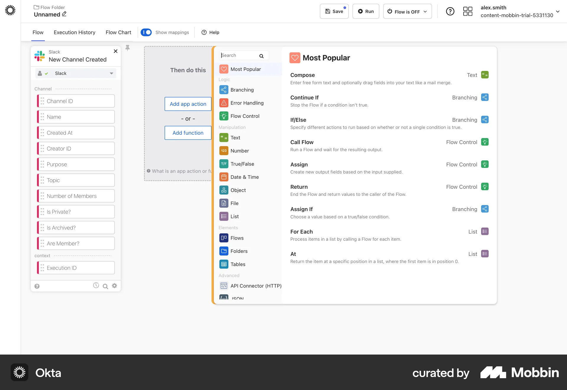 Okta Web screen containing Stacked List UI element