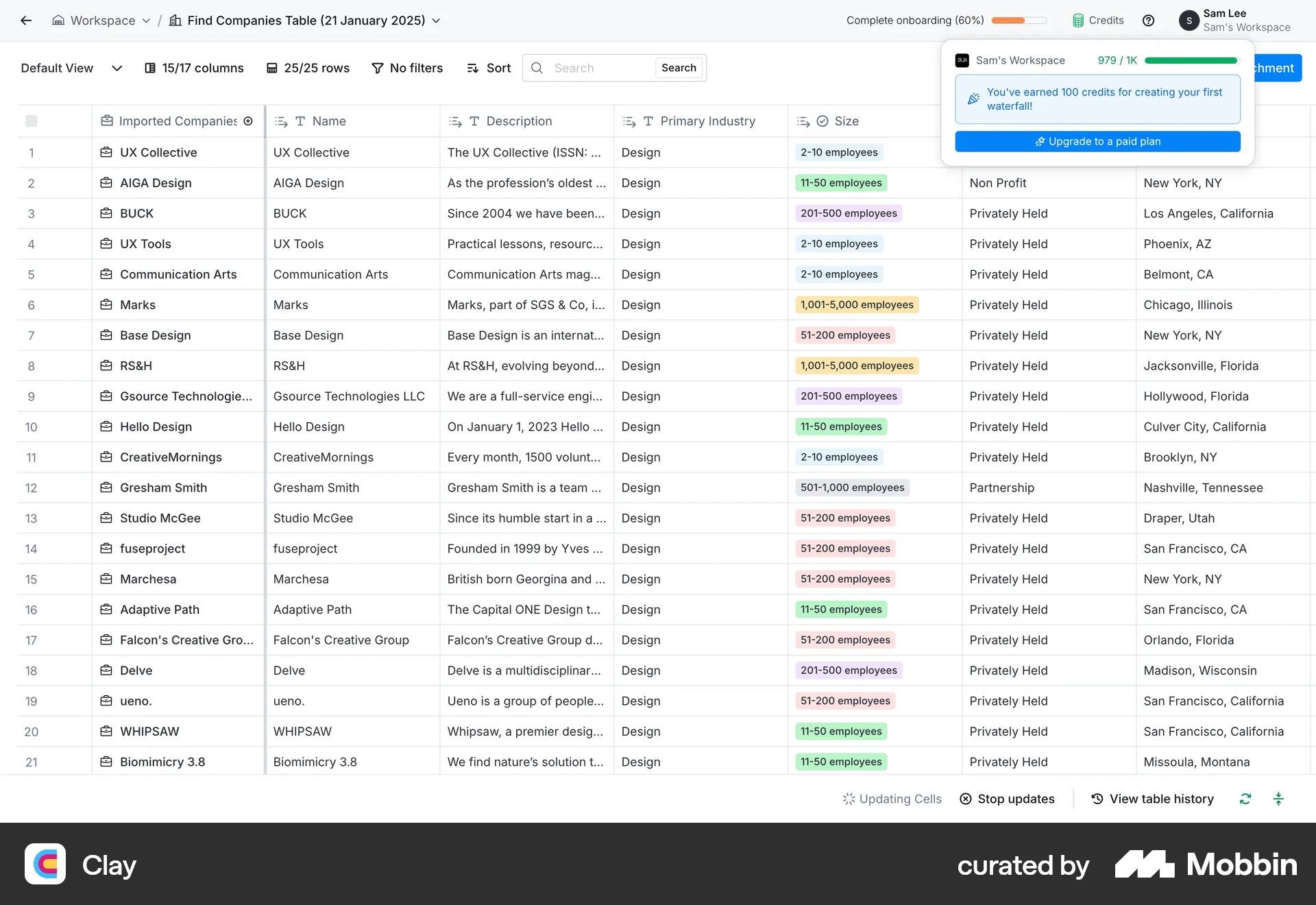 Clay Web Achievements & Awards screen