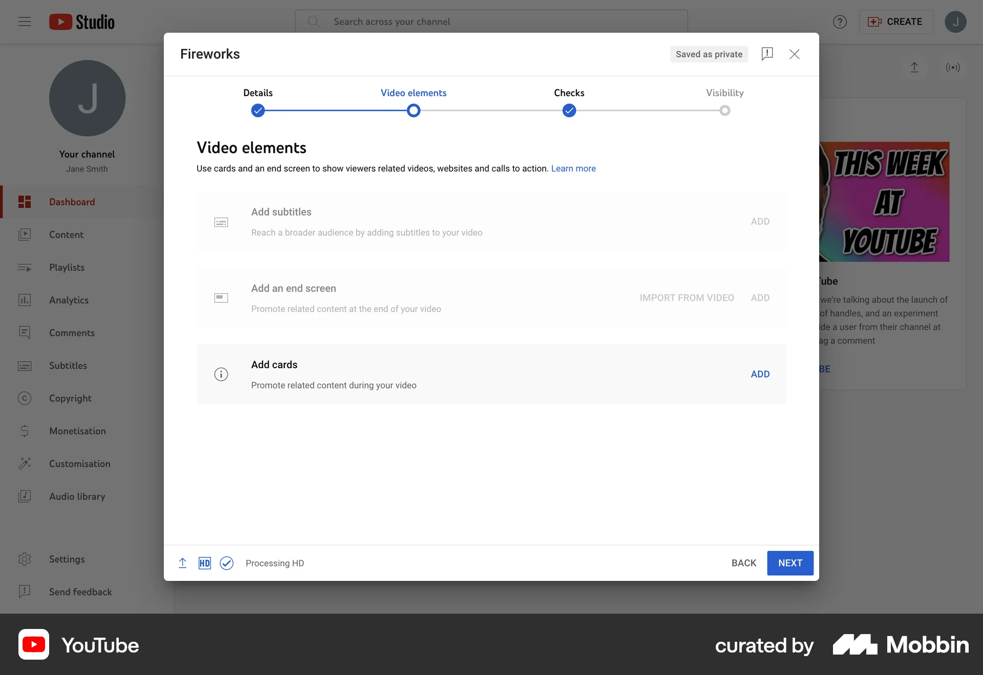 YouTube Web Upload & Download screen