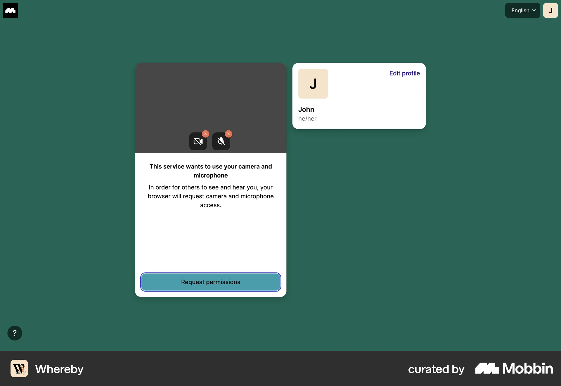 Whereby Web Permission screen