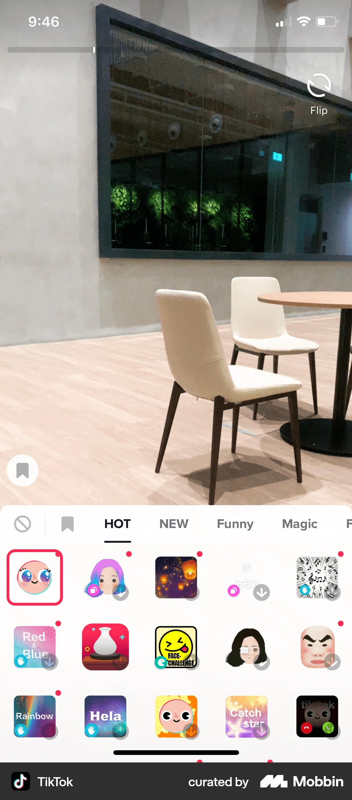TikTok iOS Filters & Stickers screen