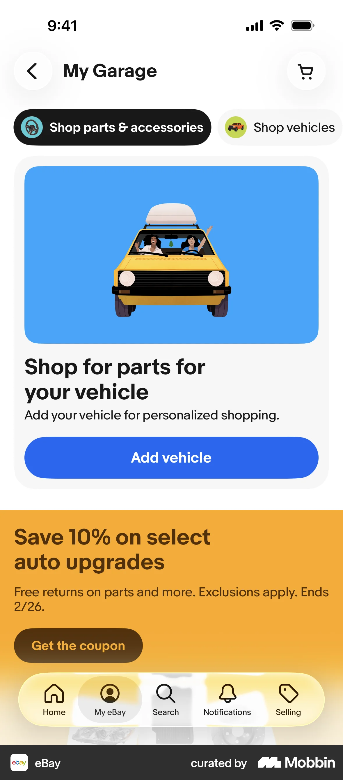 eBay iOS Empty State screen