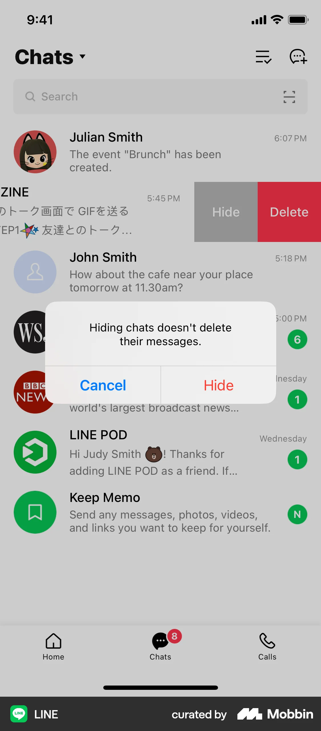 LINE iOS Chat Detail screen