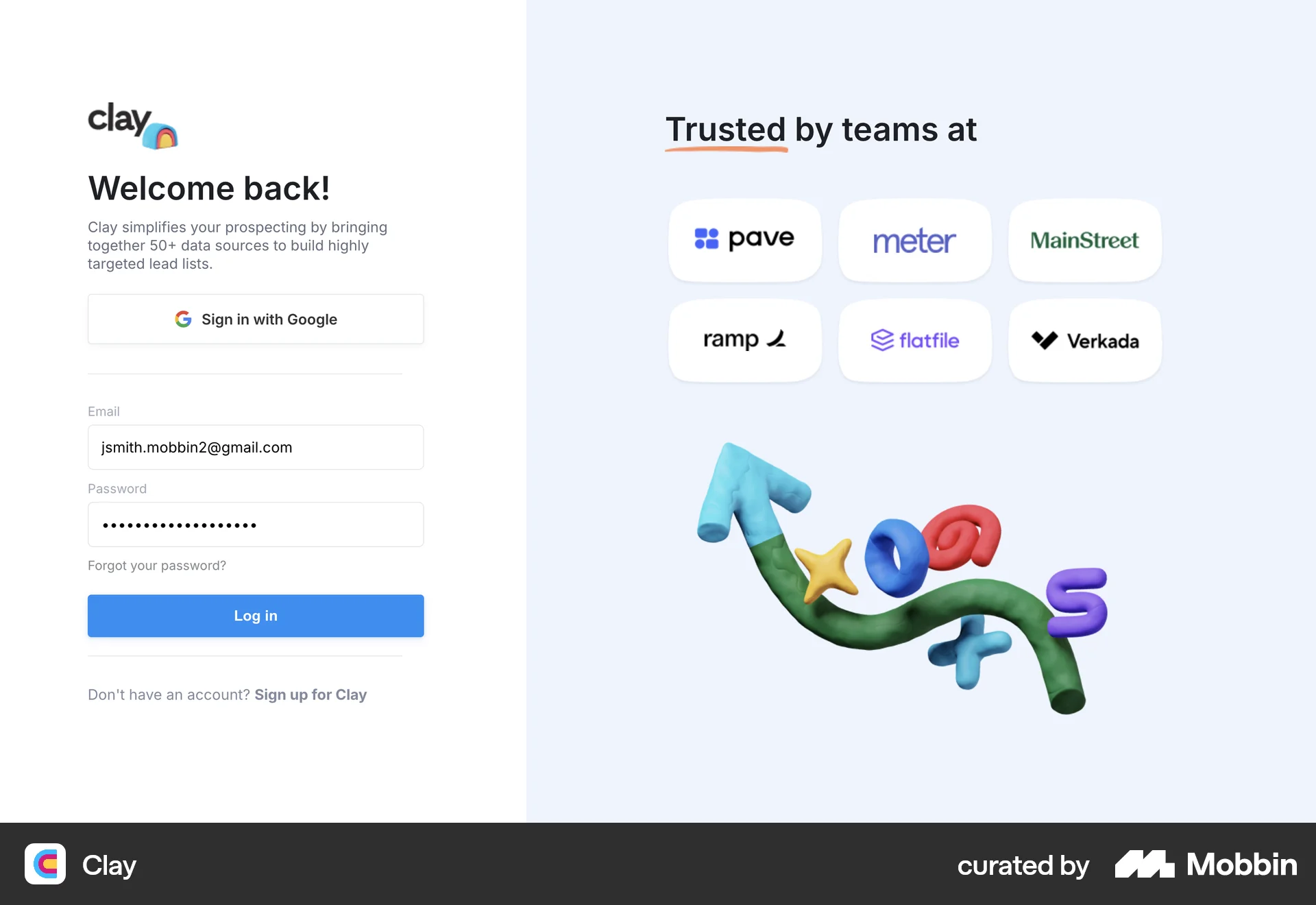 Clay Web Login screen