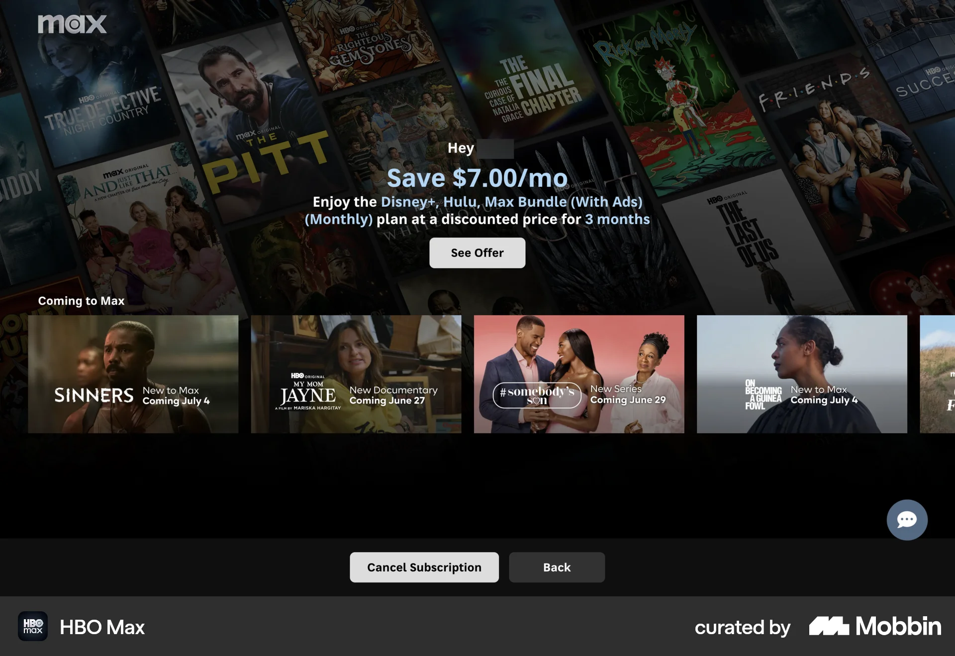 HBO Max Web Promotions & Rewards screen