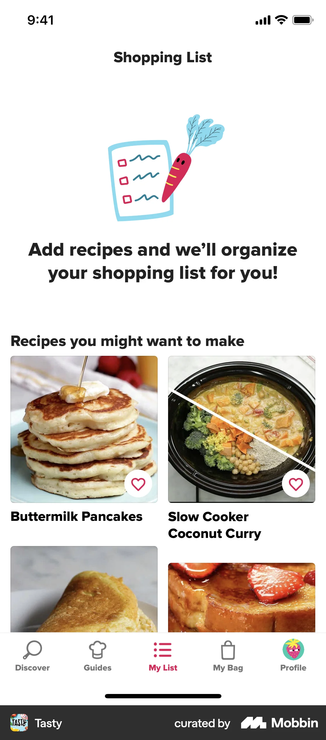 Tasty iOS Suggestions & Similar Items screen