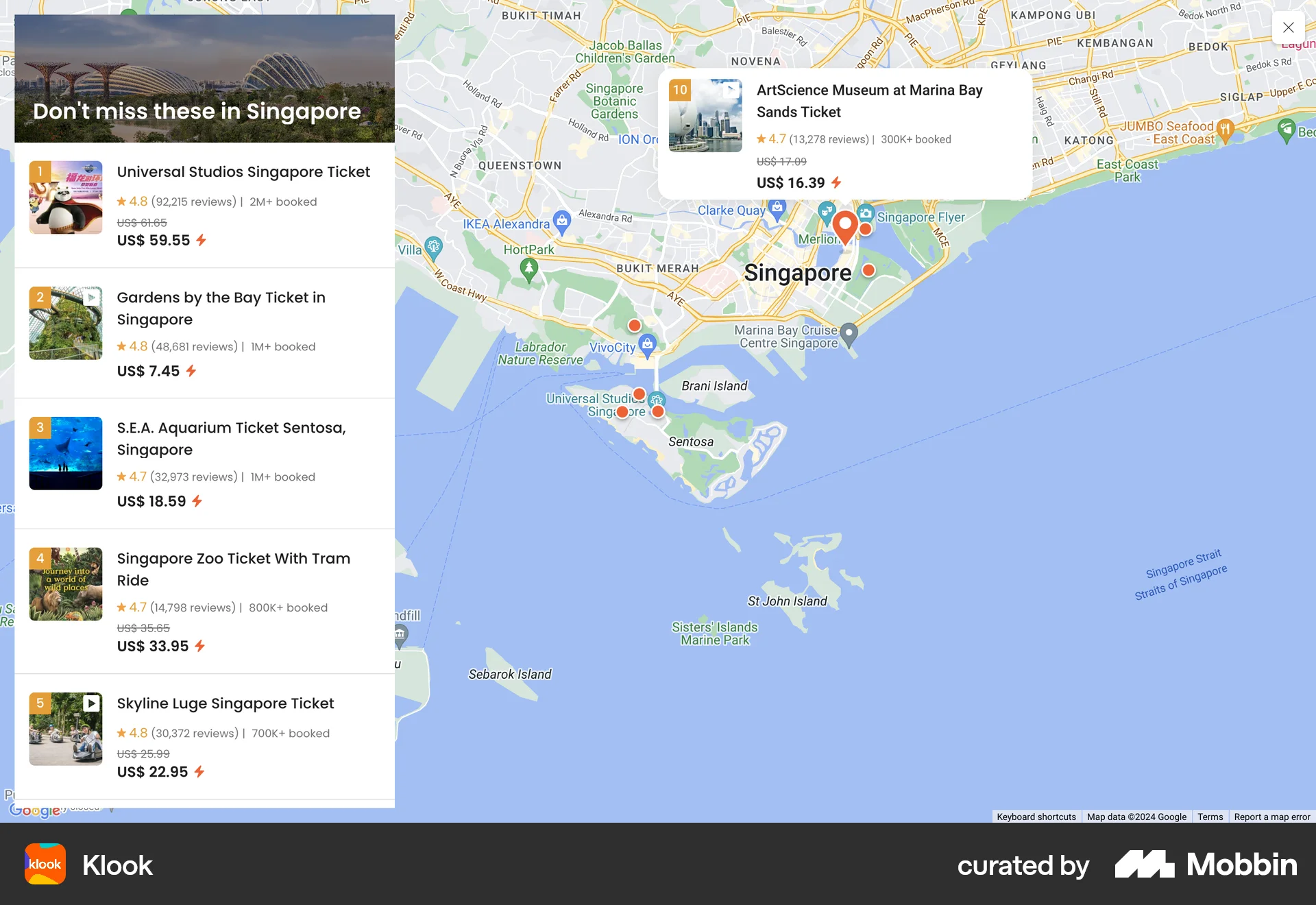Klook Web screen containing Tooltip UI element
