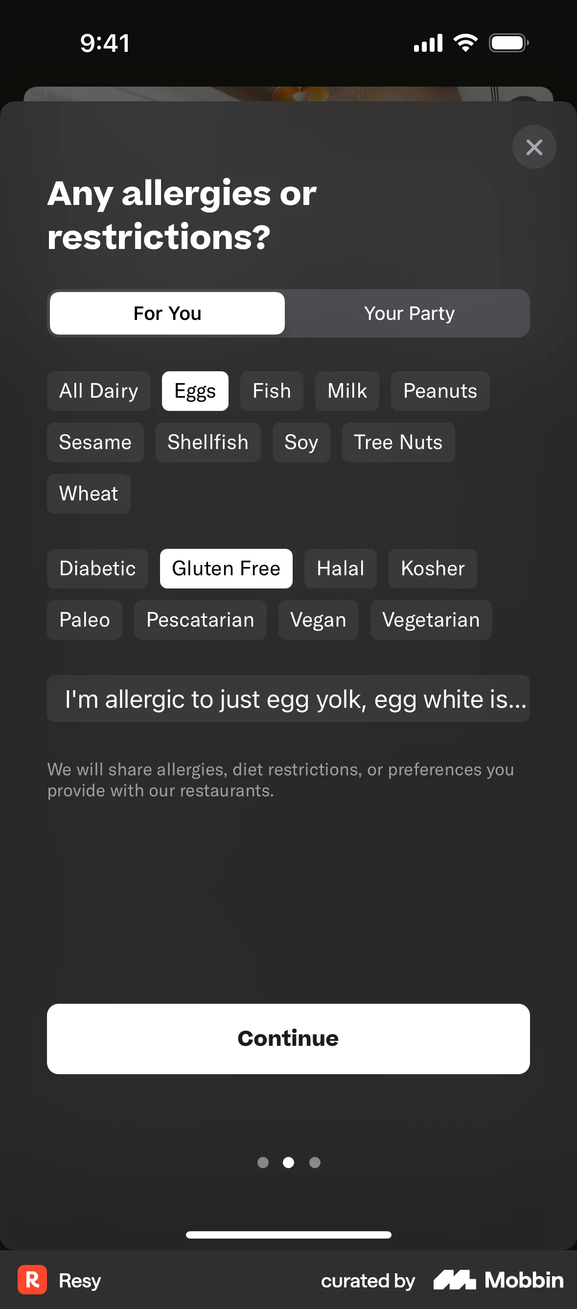 Resy iOS Quiz screen
