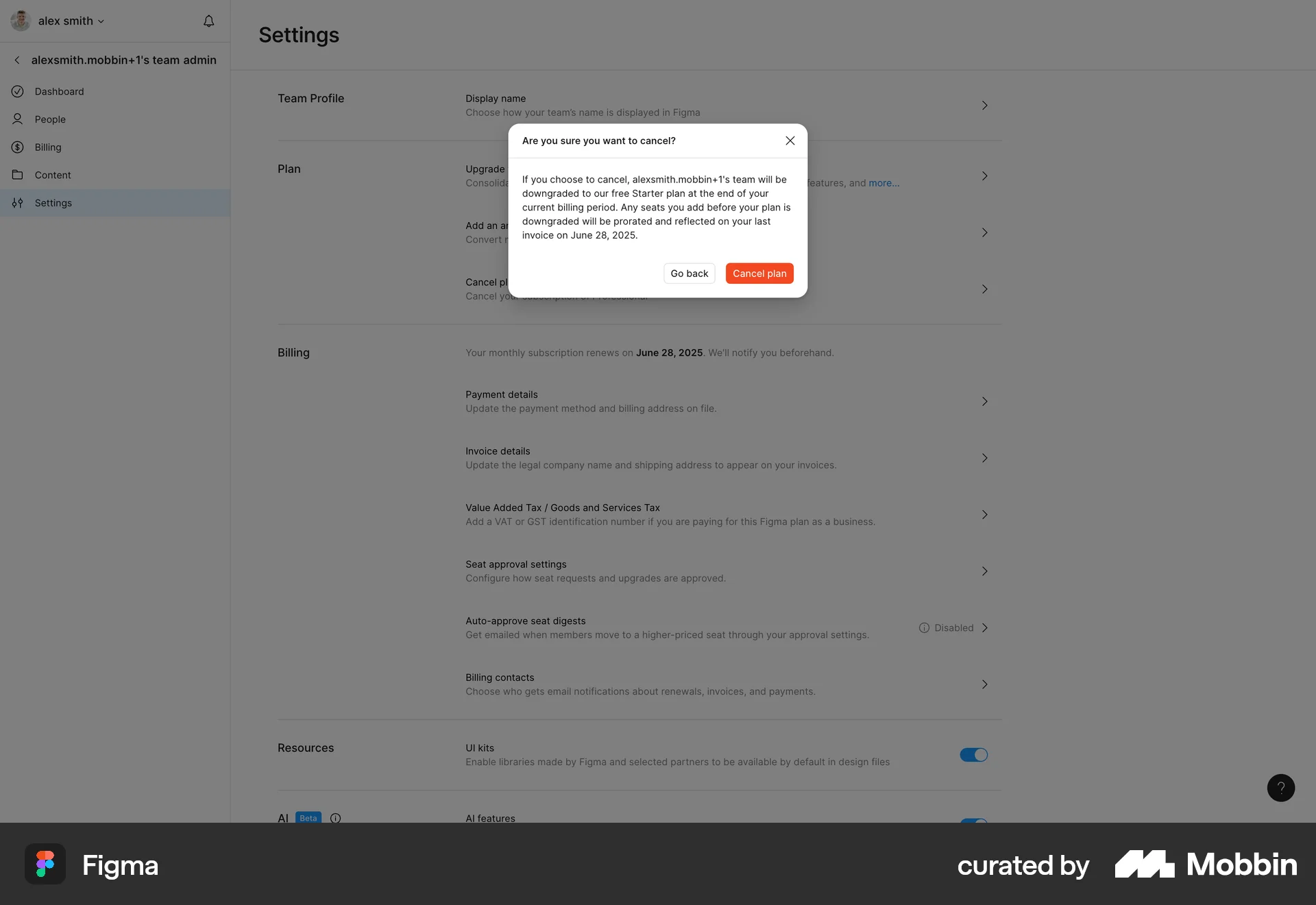 Figma Web Cancel screen