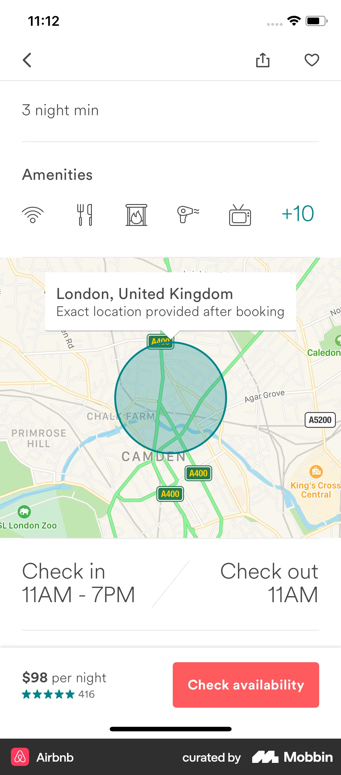 Airbnb iOS Real Estate App screen