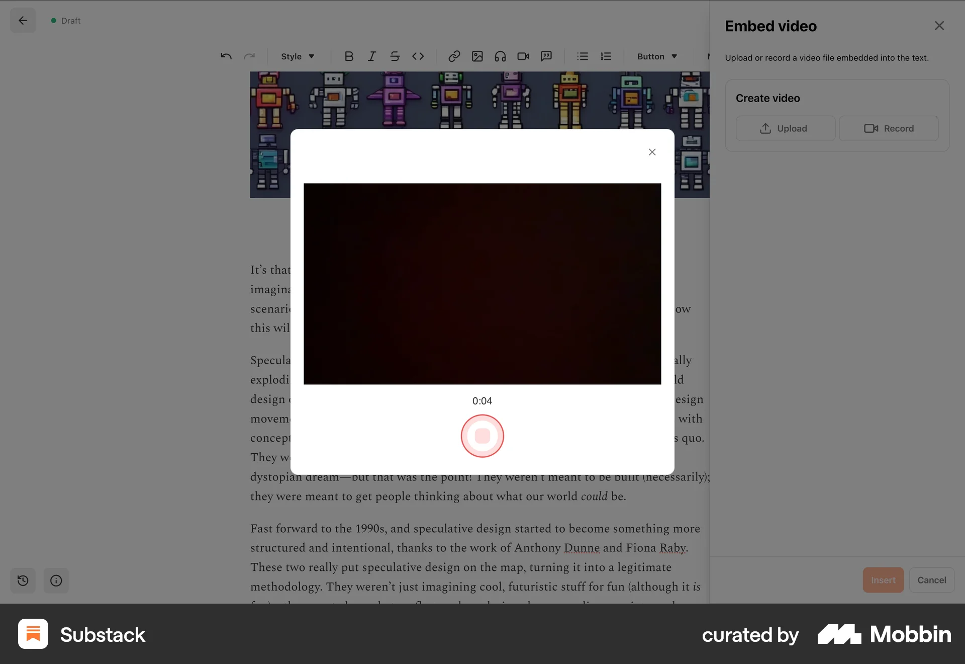 Substack Web Audio & Video Recorder screen