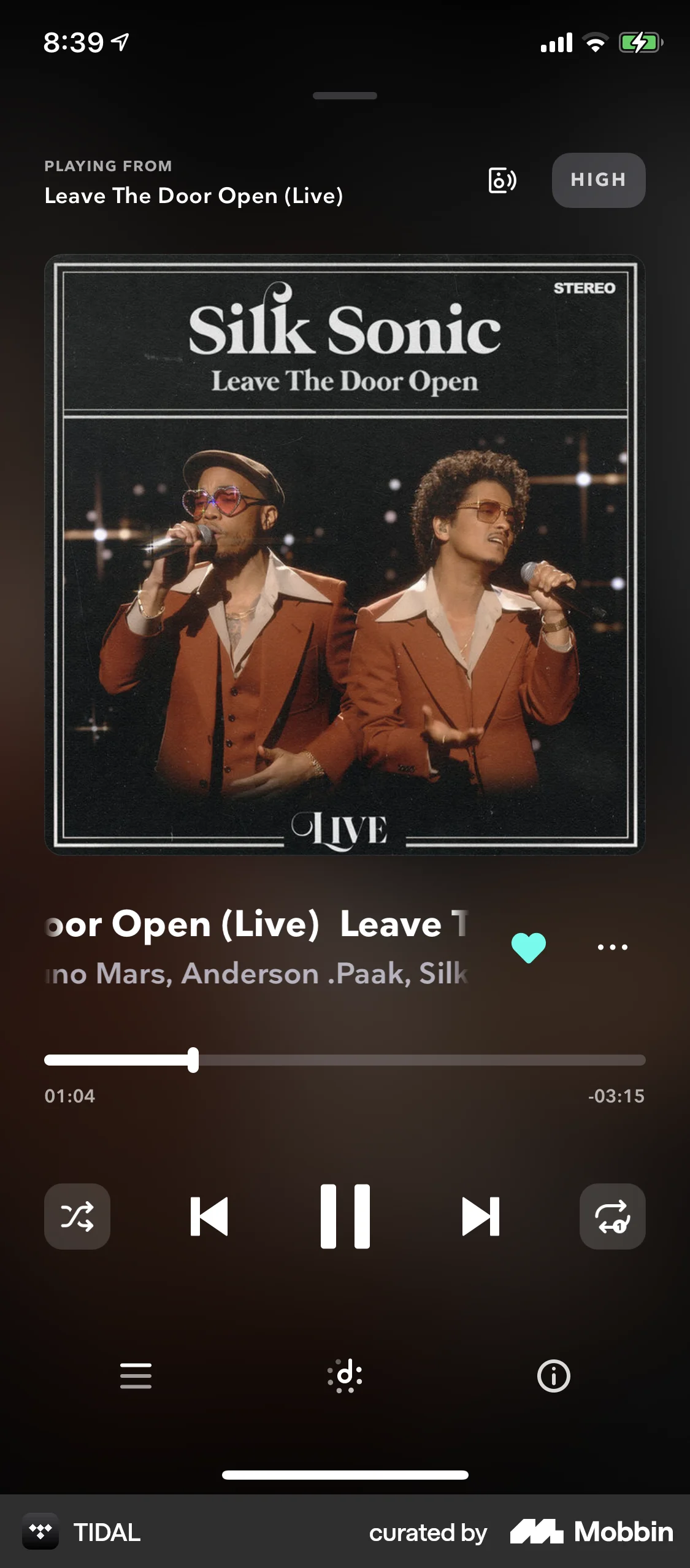 TIDAL iOS Like & Upvote screen