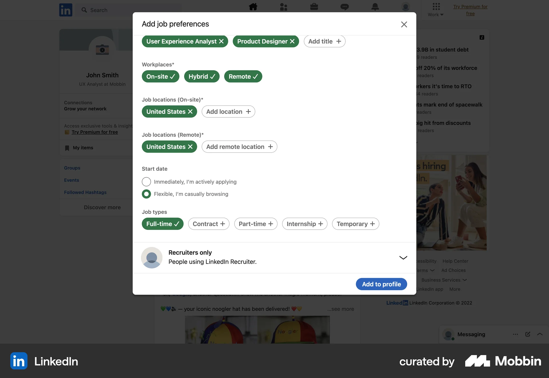 LinkedIn Web Jobs & Recruitment App screen