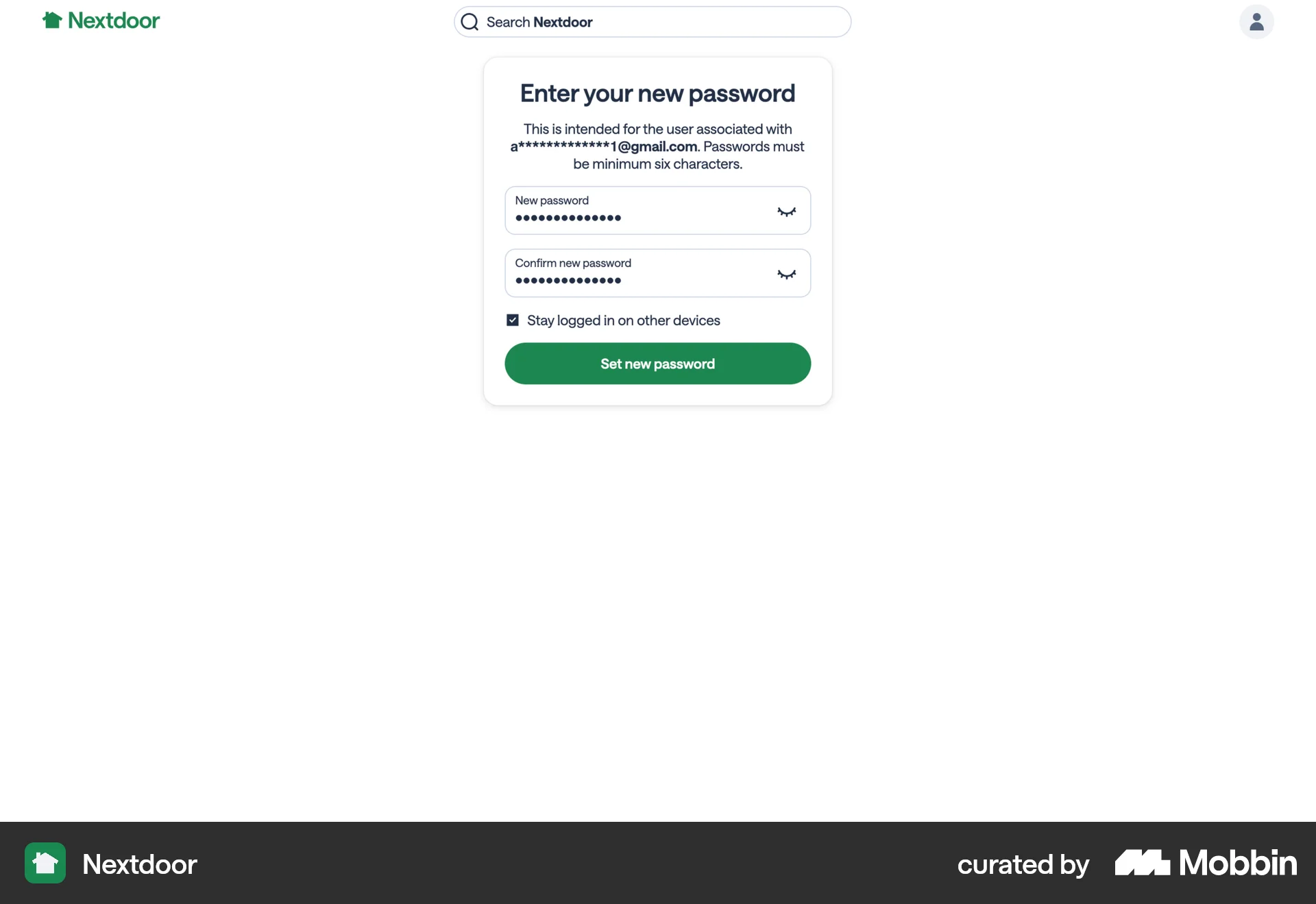 Nextdoor Web Forgot Password screen