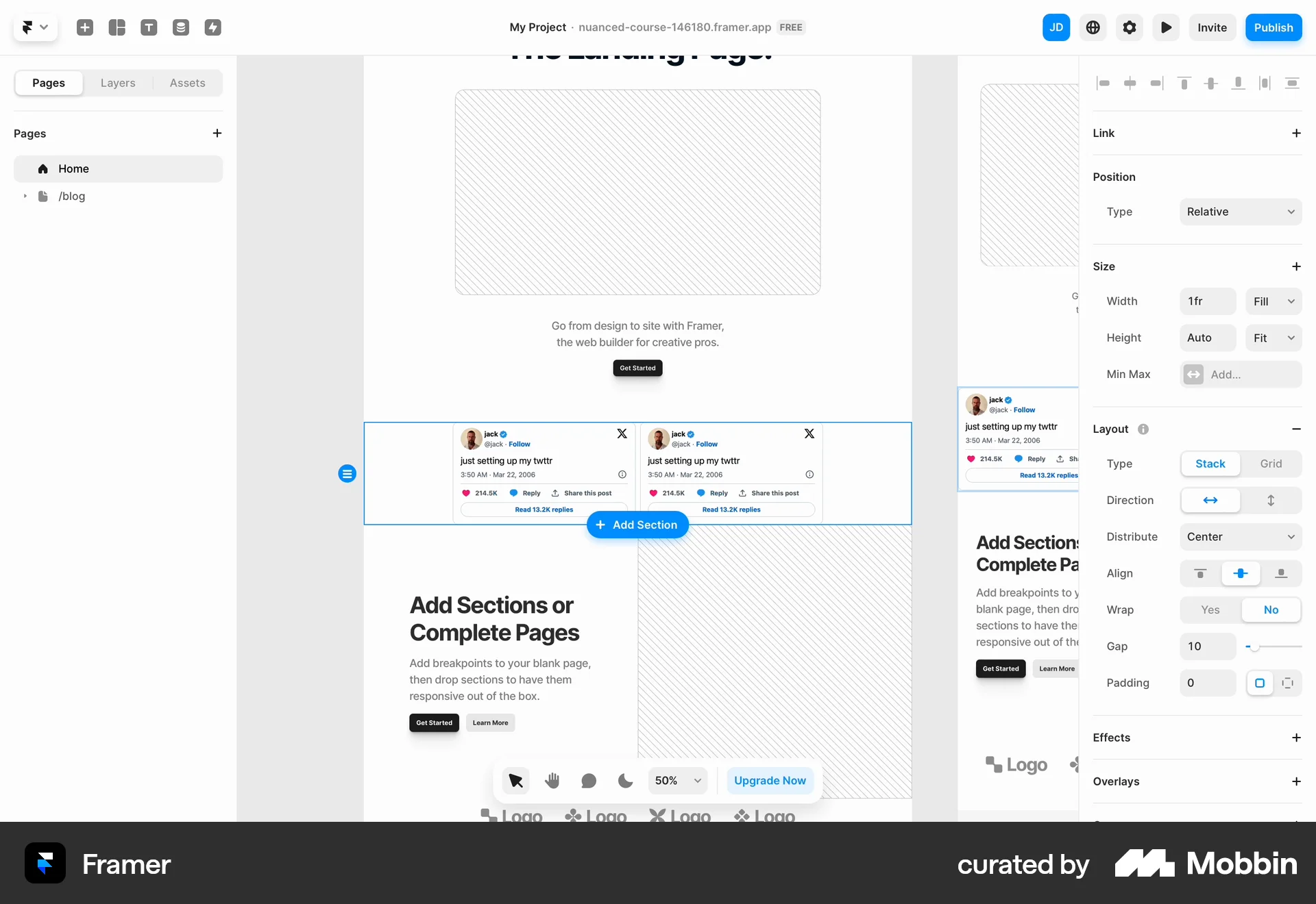 Framer Web Internal Tool screen