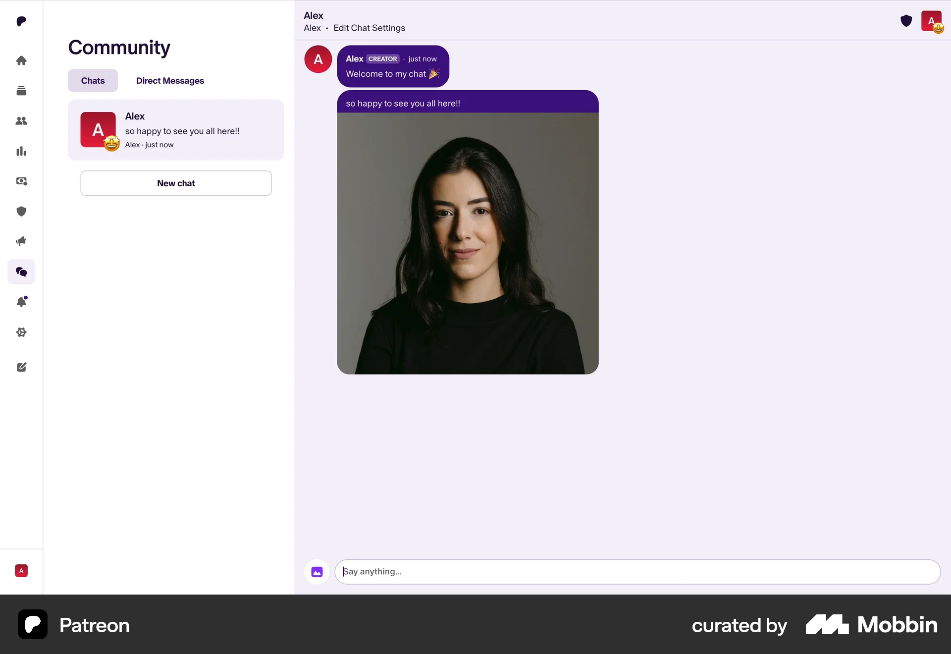 Patreon Web Emails & Messages screen