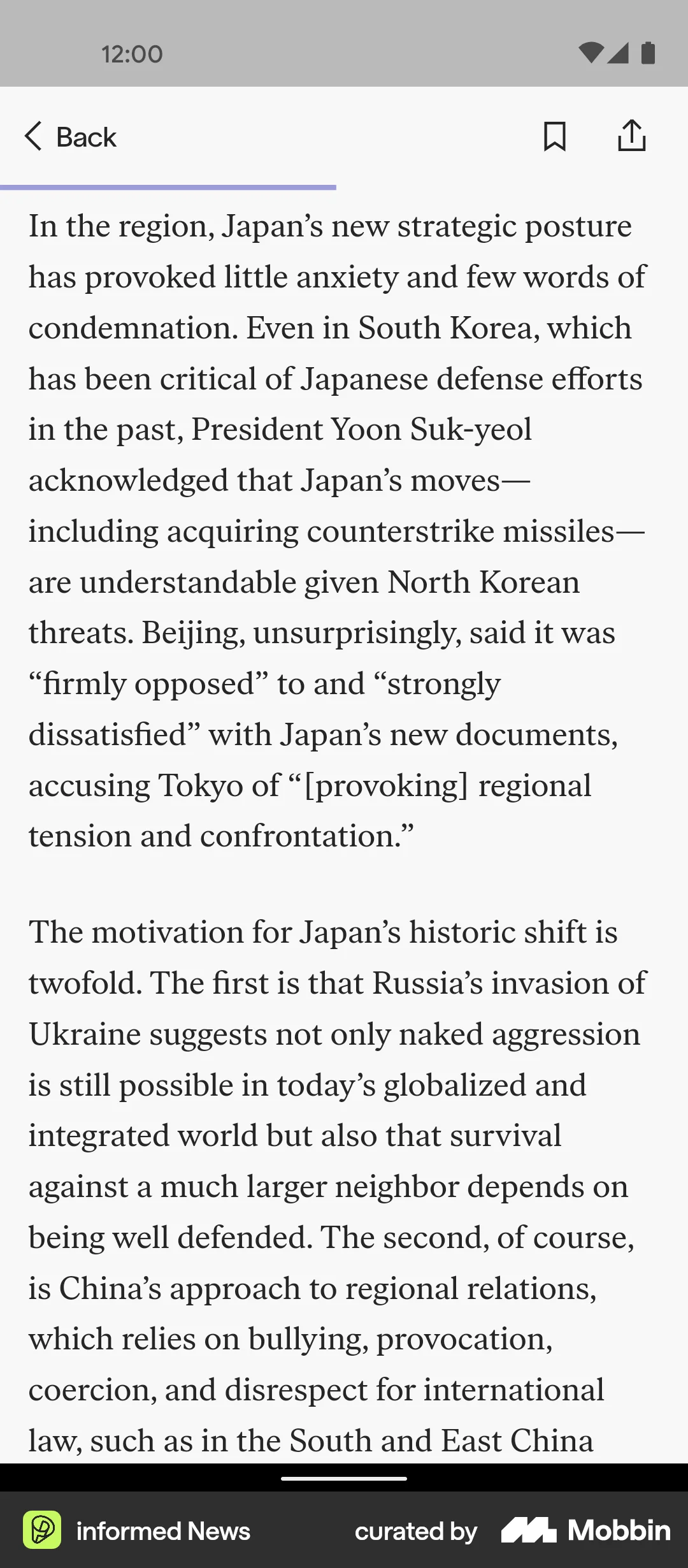 informed News Android Article Detail screen