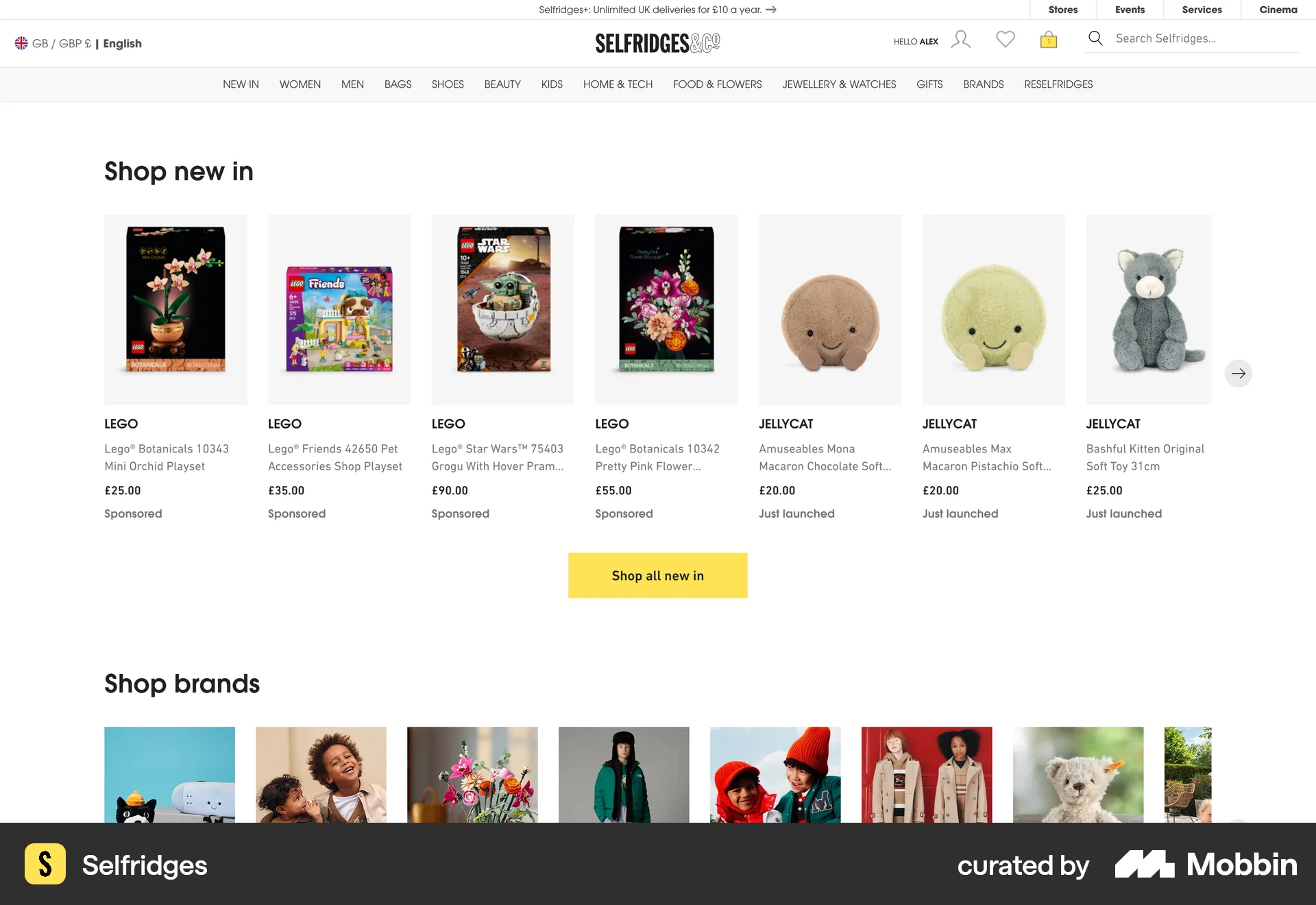 Selfridges Web Shop & Storefront screen
