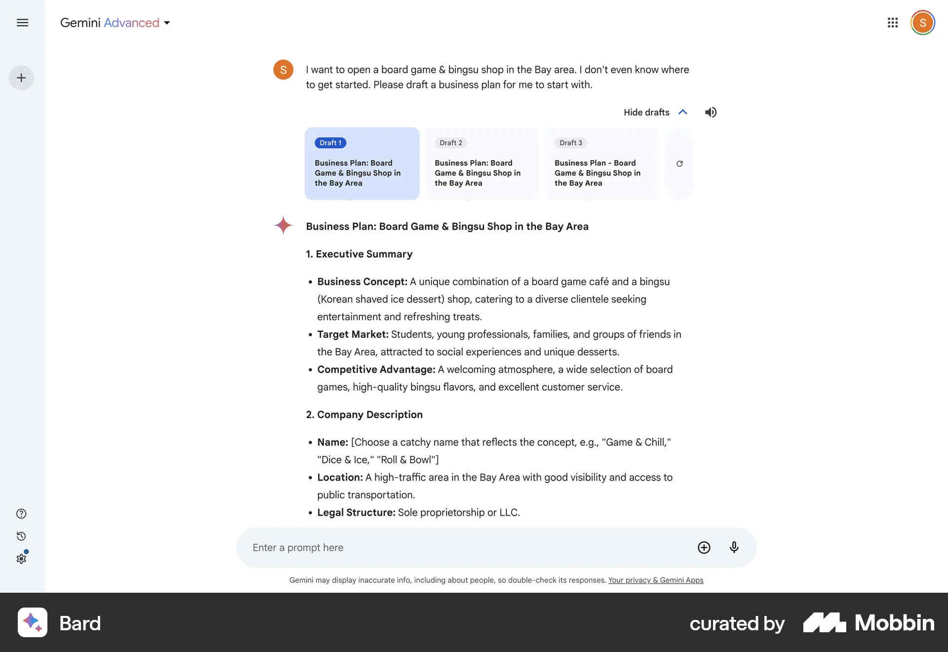 Google Gemini screen