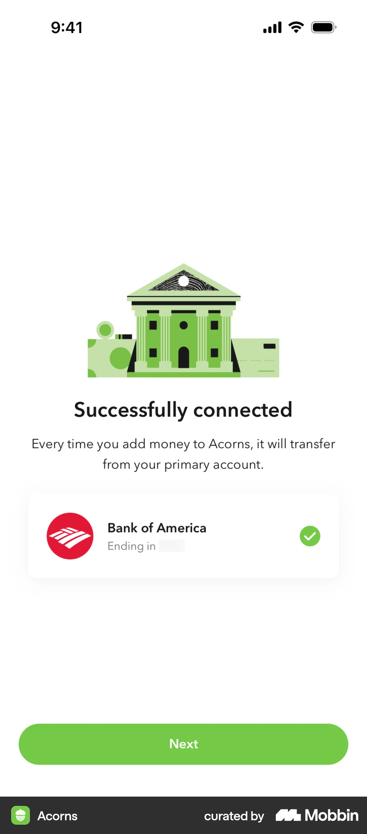 Acorns Onboarding screen