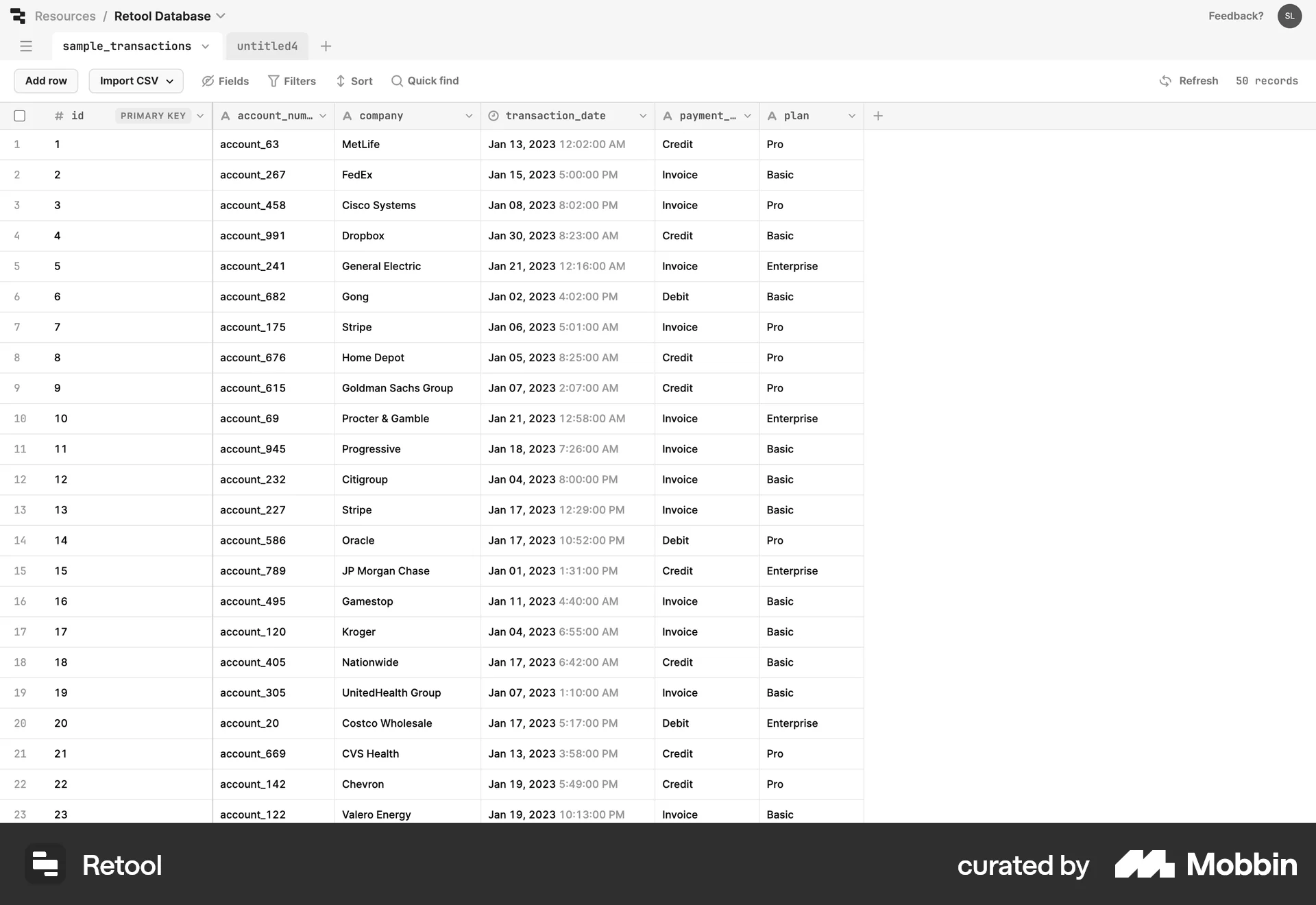 Retool Web screen containing Breadcrumbs UI element
