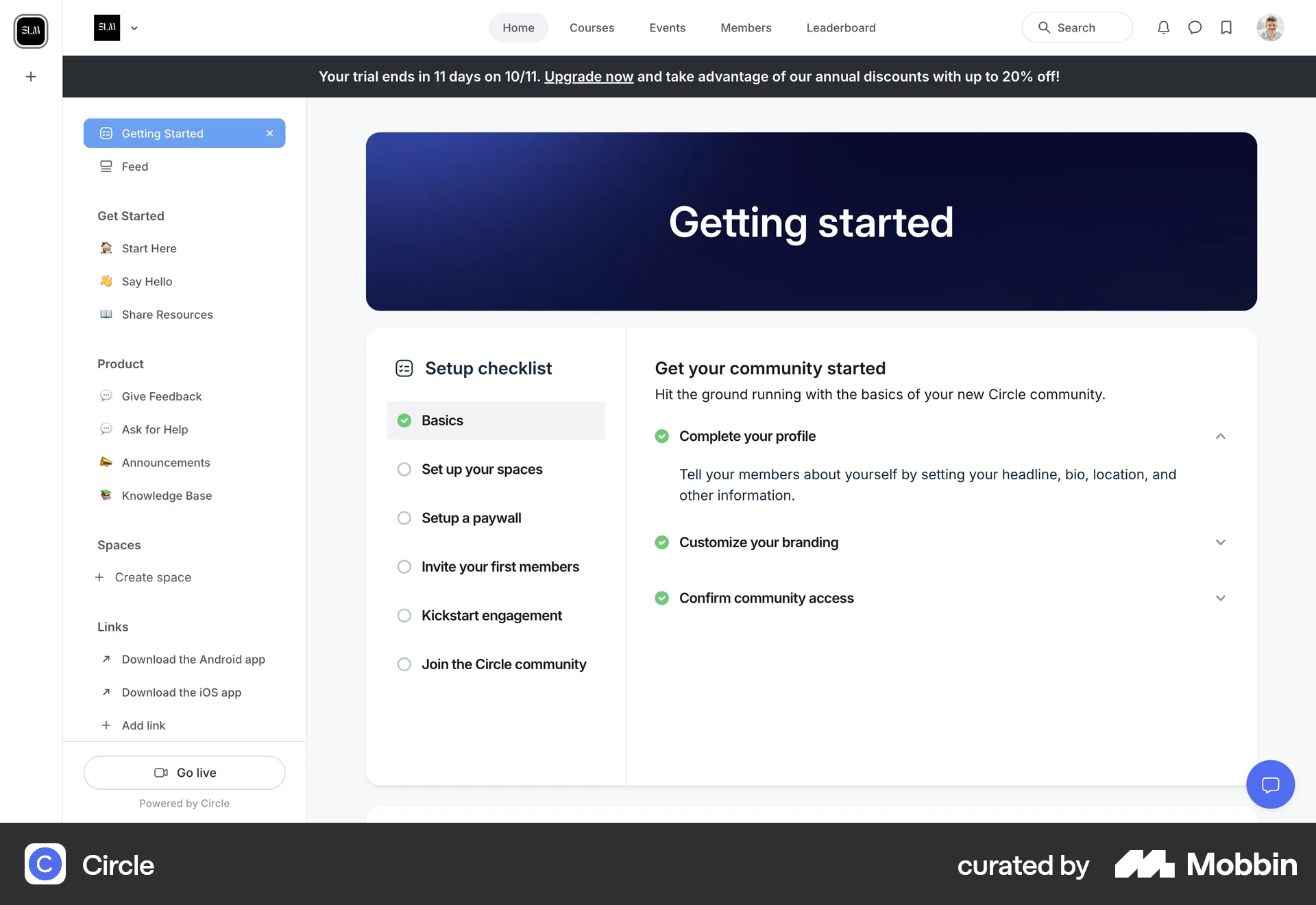 Circle Web screen containing Accordion UI element