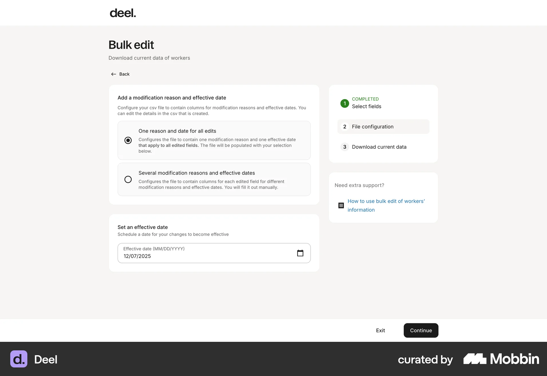 Deel Web Wizard UI screen