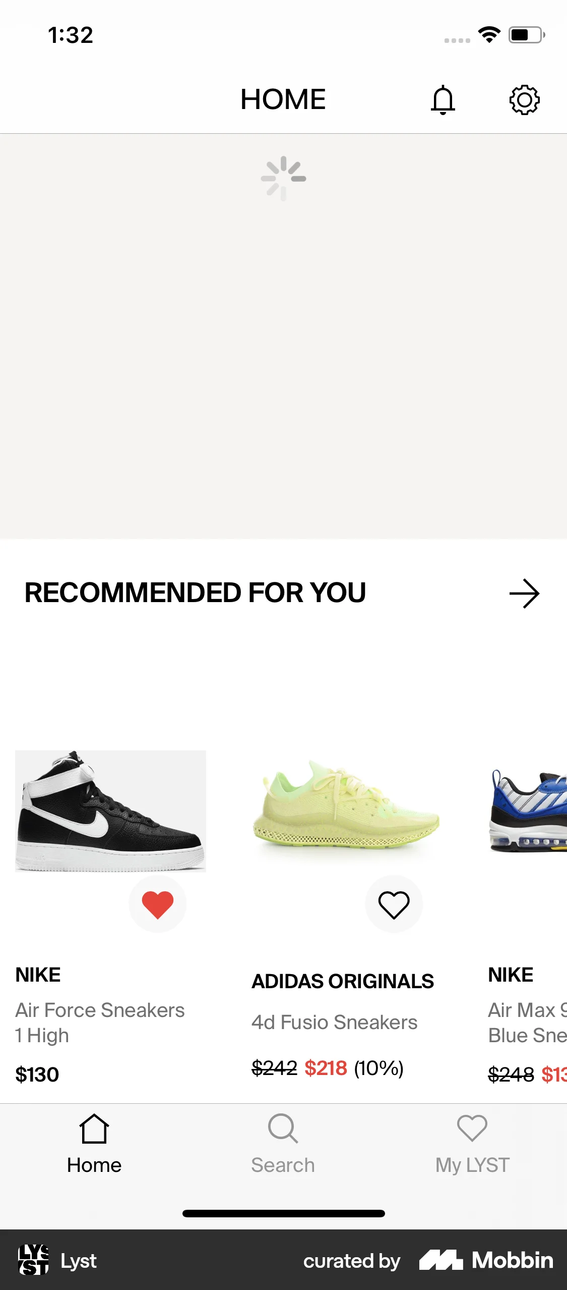 Lyst iOS Pull to Refresh screen