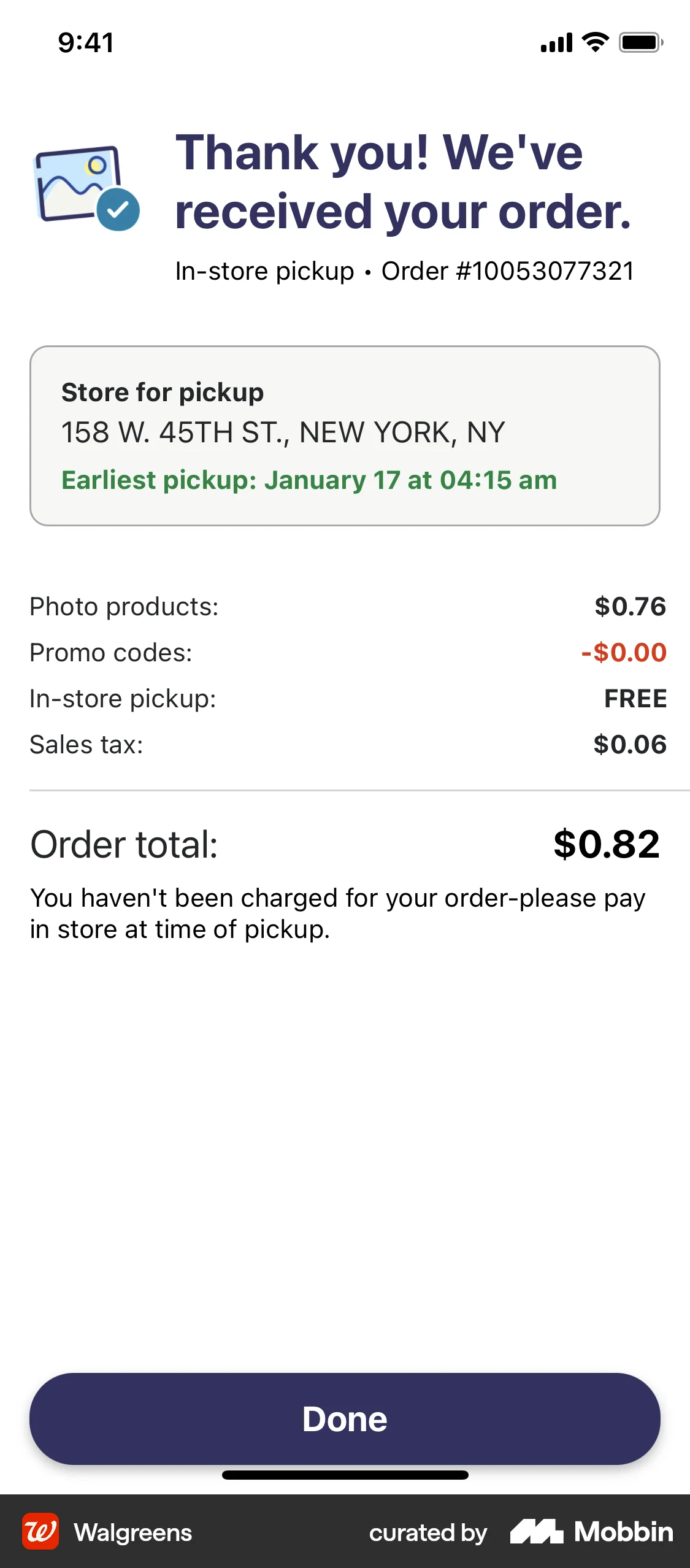 Walgreens iOS Location & Address screen