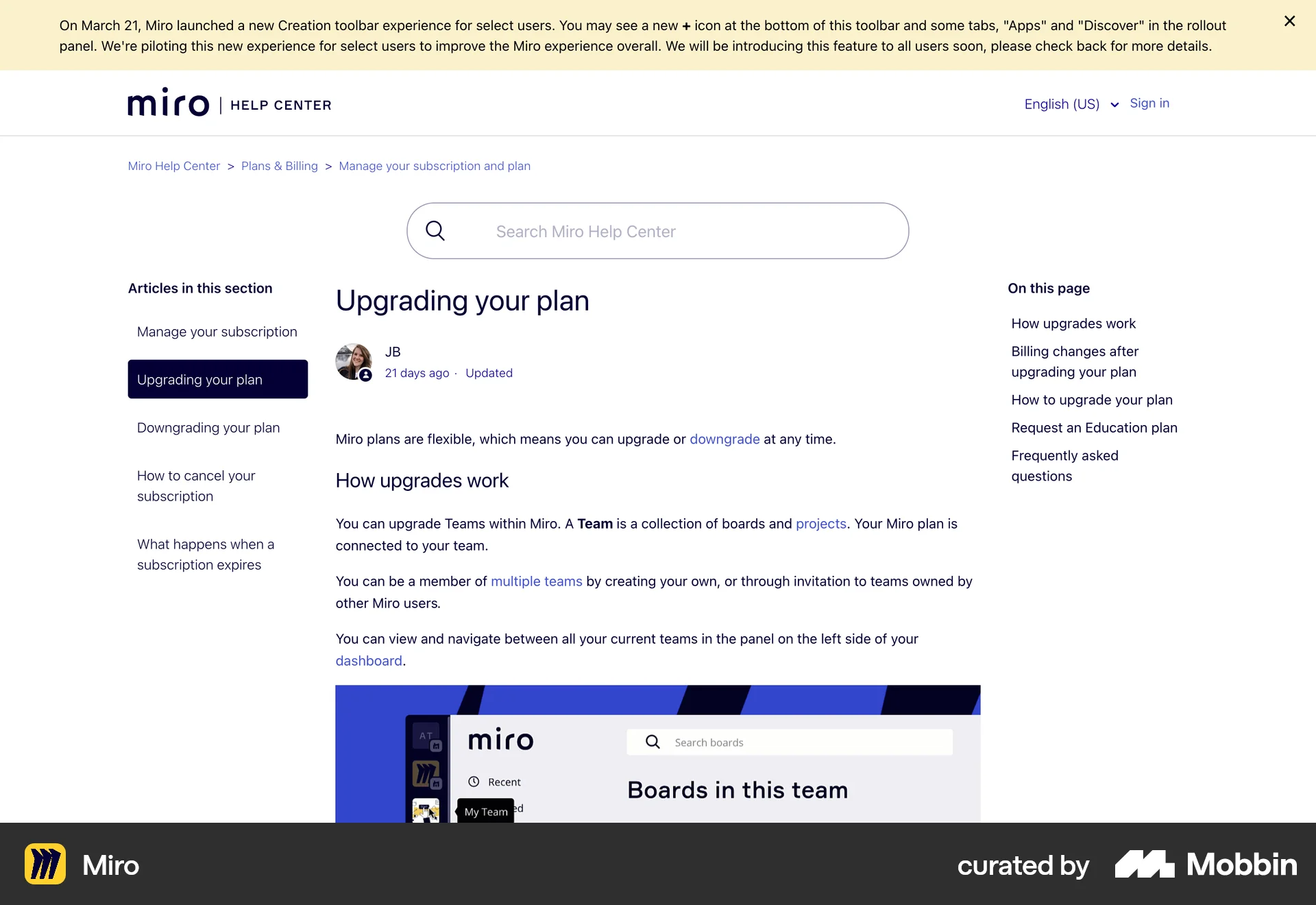 Miro Web Article Detail screen