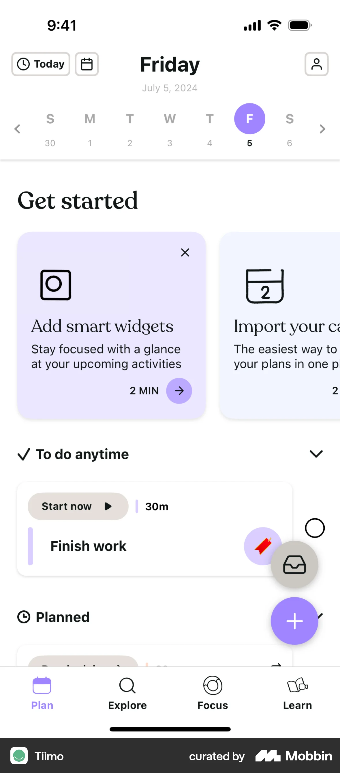 Tiimo iOS Home screen