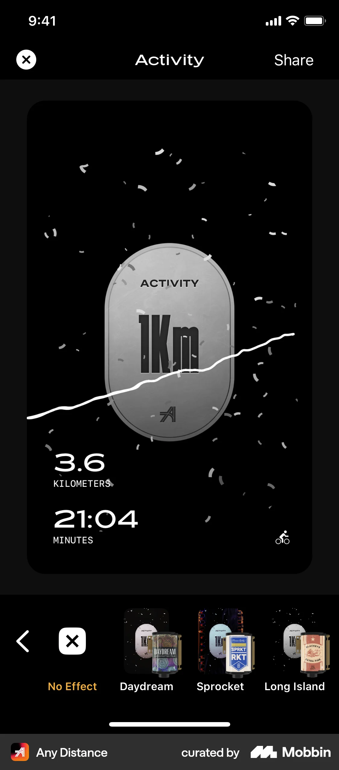 Any Distance iOS Media Editor screen