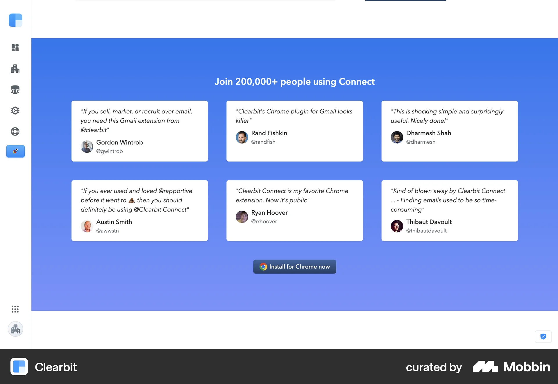 Clearbit Web Misc screen