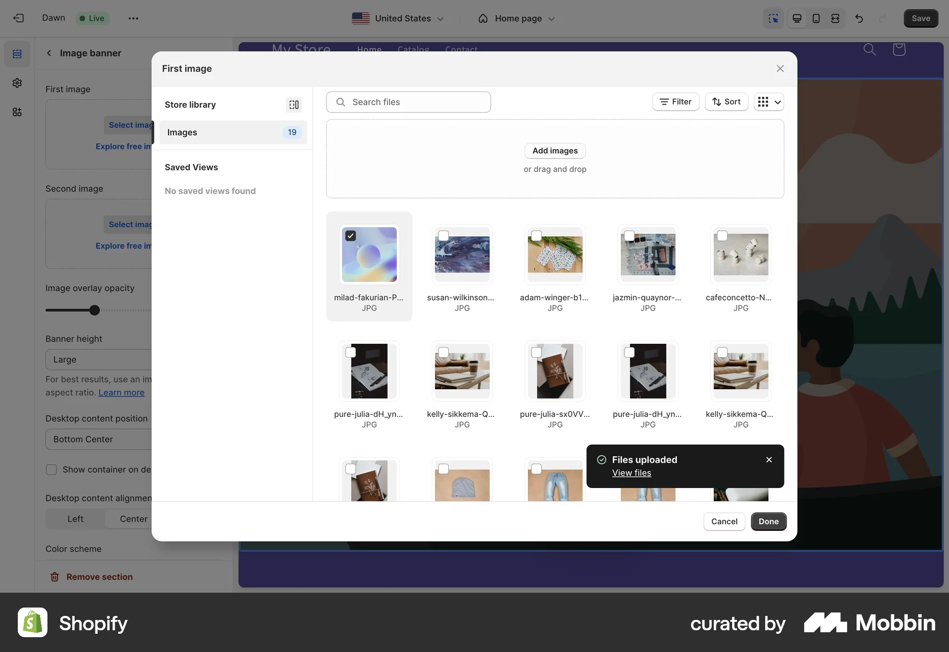 Shopify Web screen containing Toast UI element