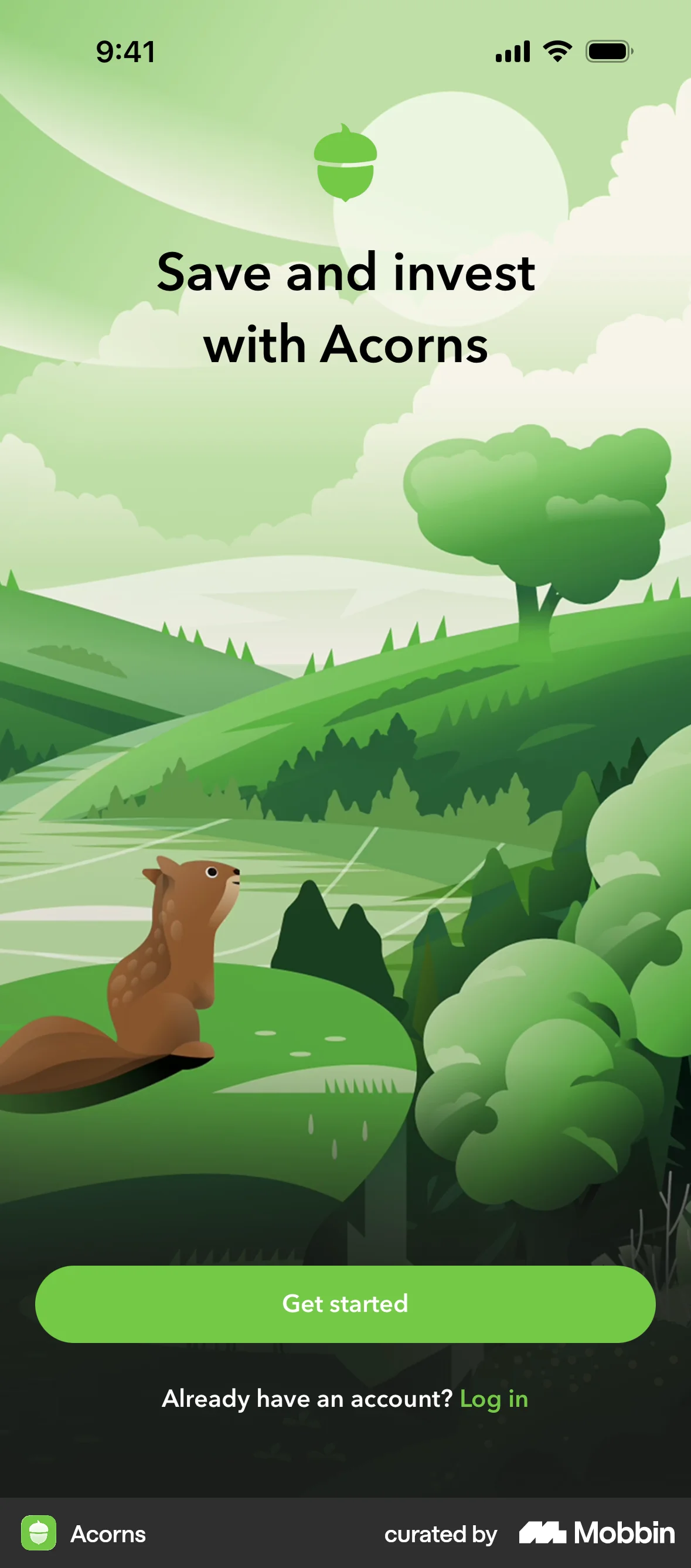 Acorns Onboarding screen