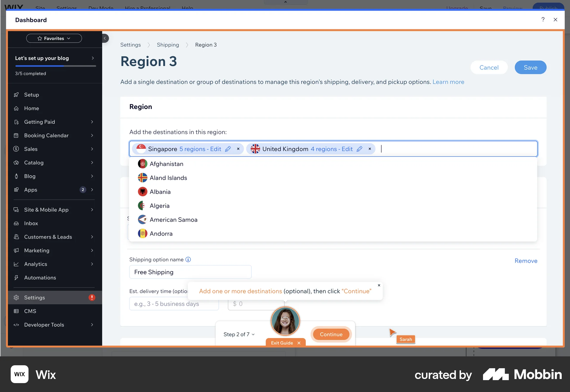 Wix Web screen containing Combobox UI element
